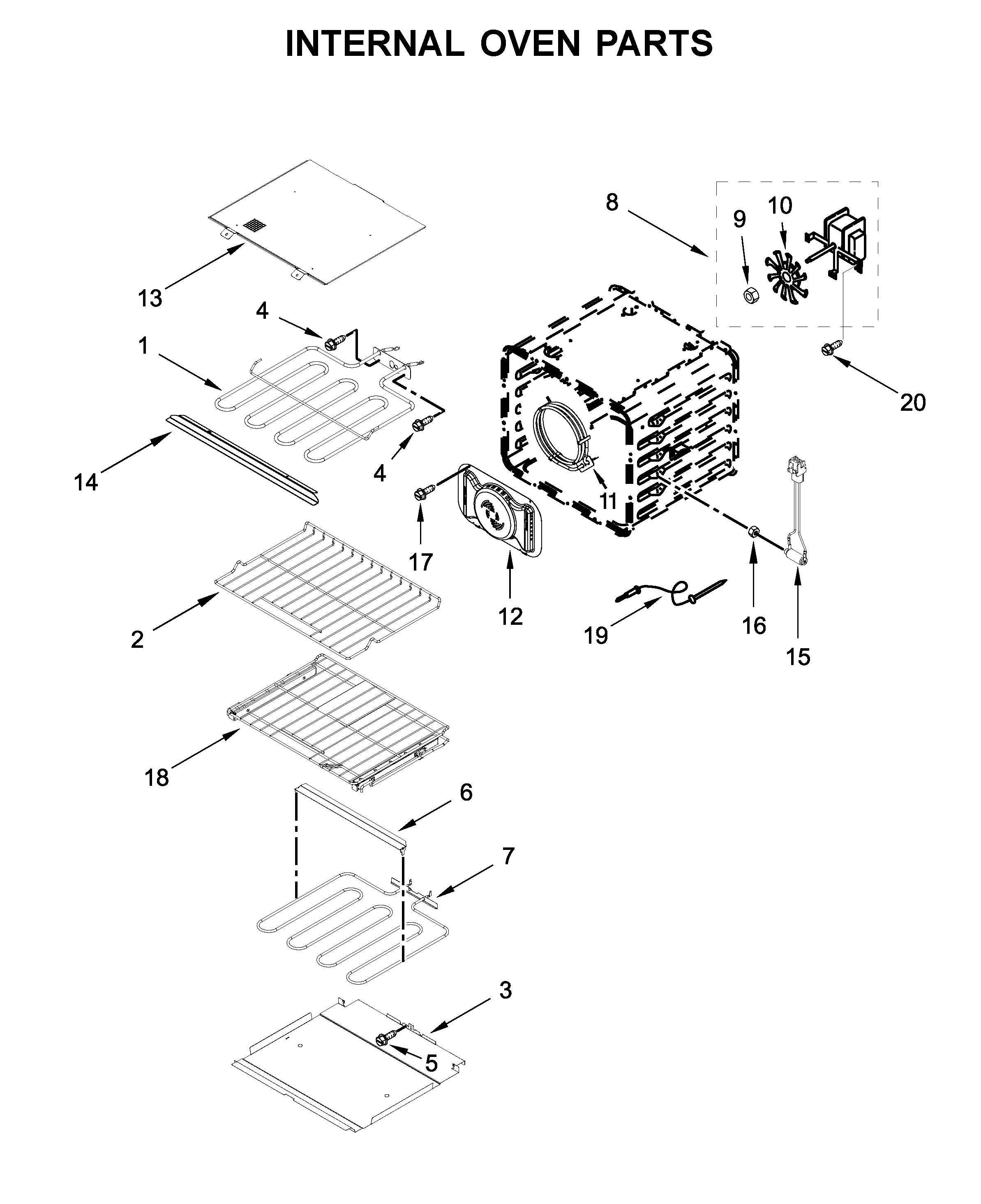 KitchenAid KODE307ESS04 internal oven parts diagram
