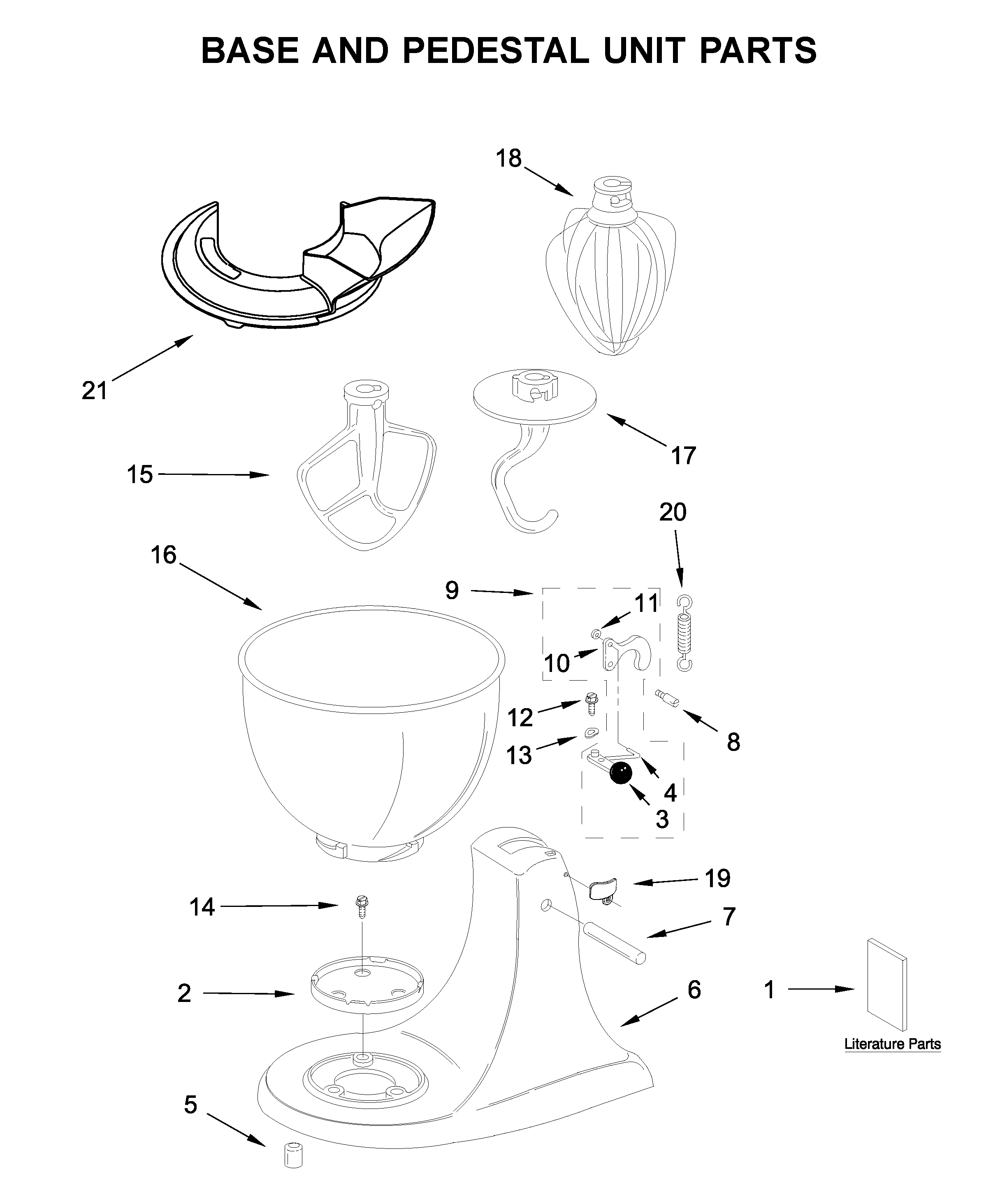 KitchenAid 5KSM45BSL4 base and pedestal unit parts diagram