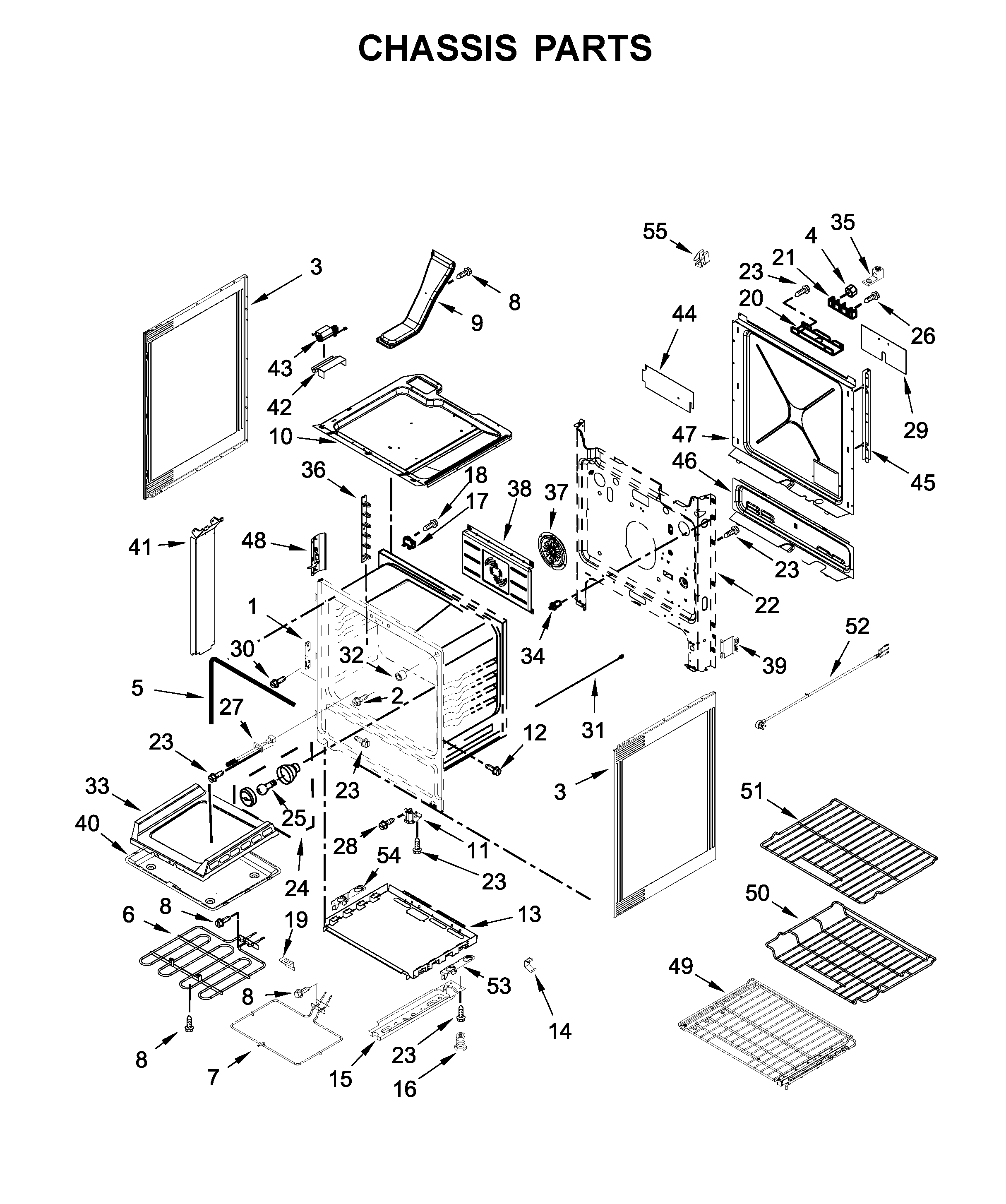 Jenn-Air JES1750FB1 chassis parts diagram