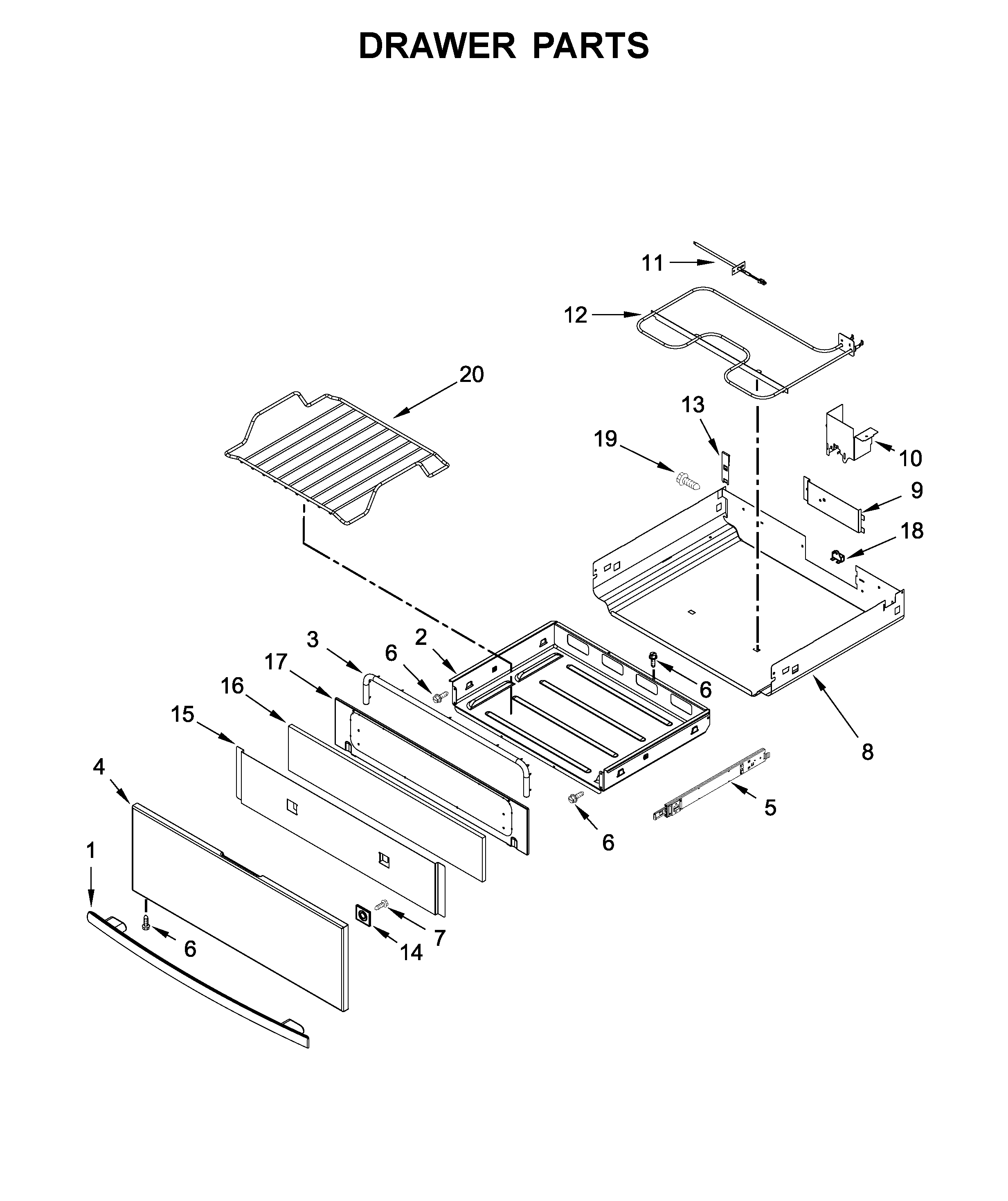 Jenn-Air JES1450FS2 drawer parts diagram