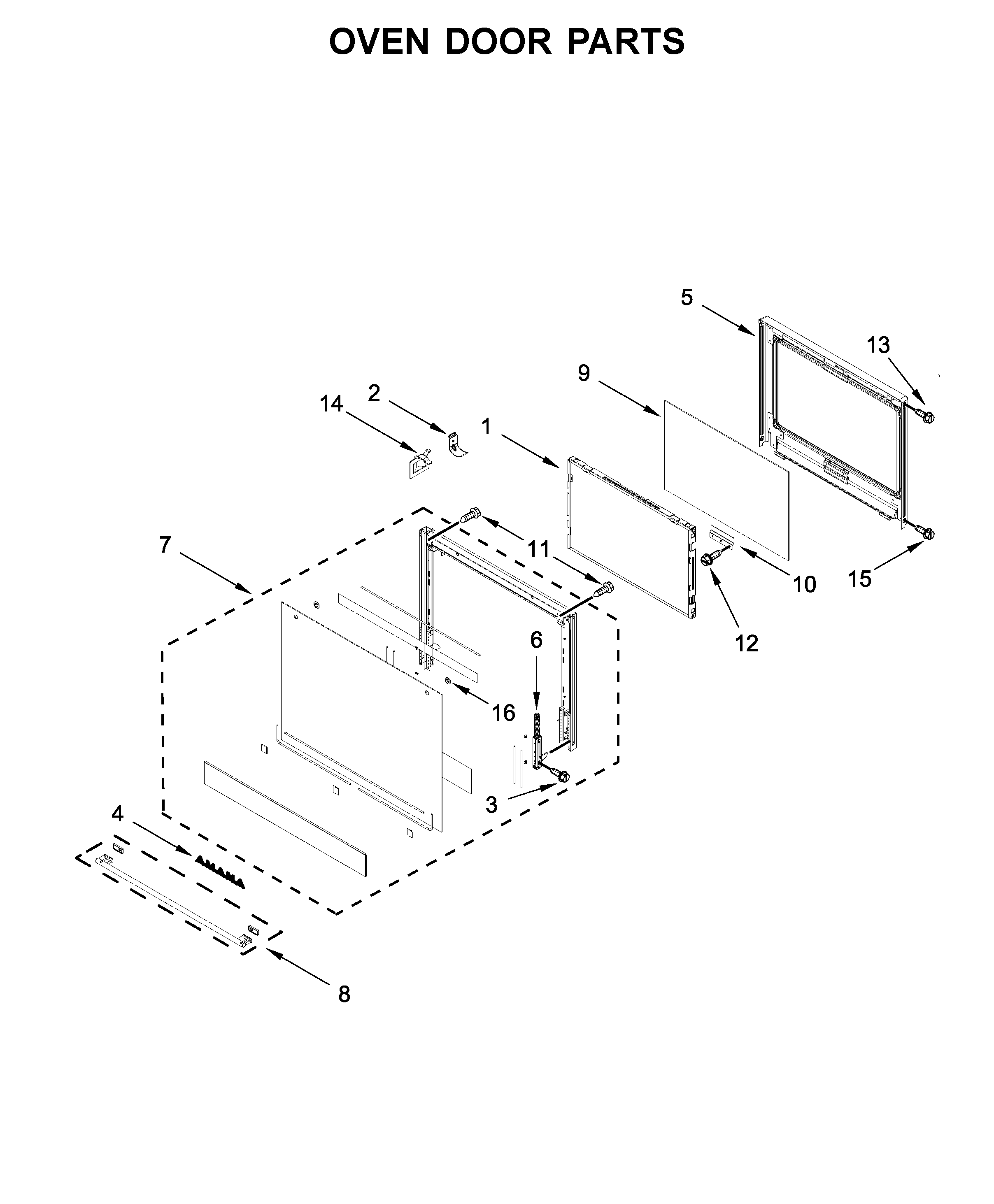 Amana AWO6313SFW02 oven door parts diagram