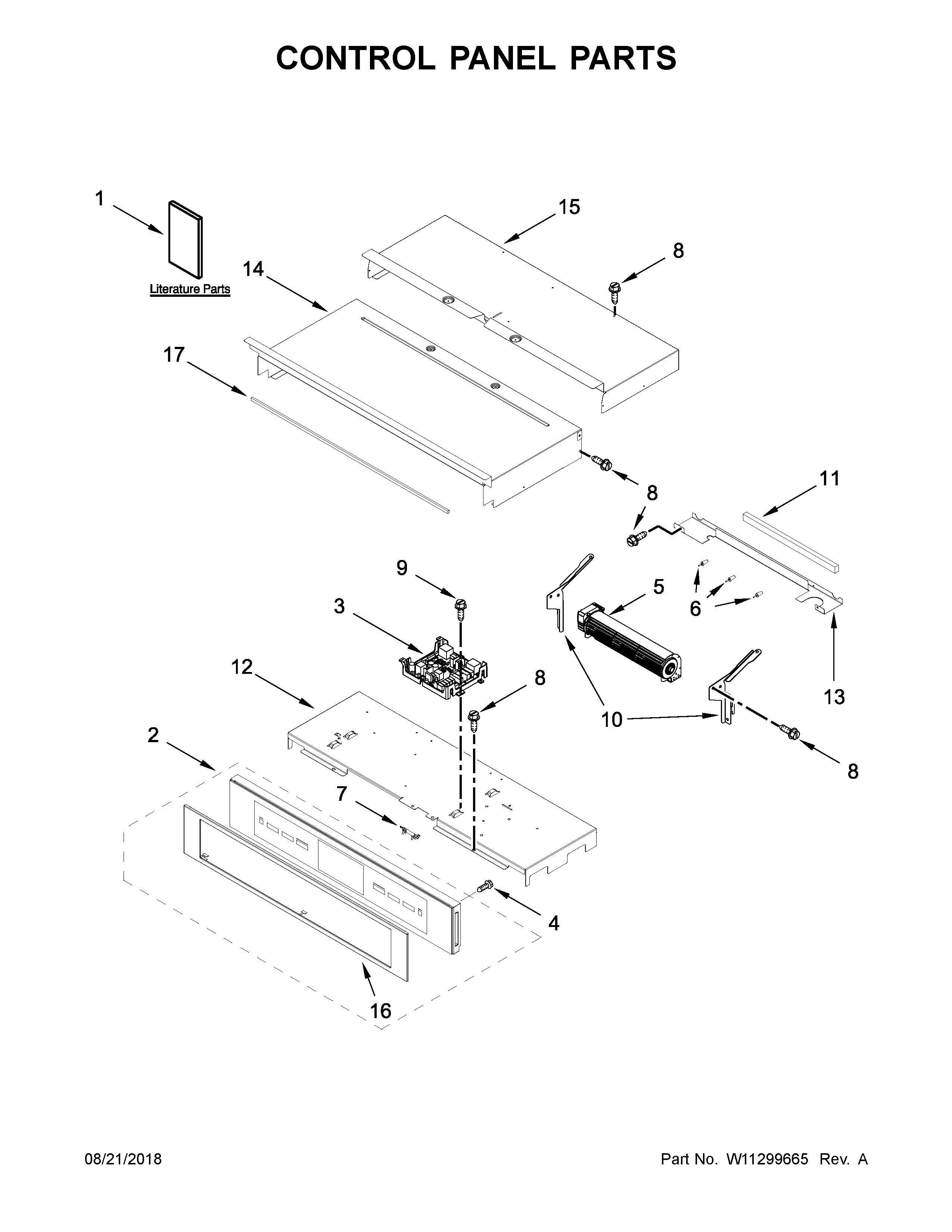 Jenn-Air JJW2830DP03 control panel parts diagram