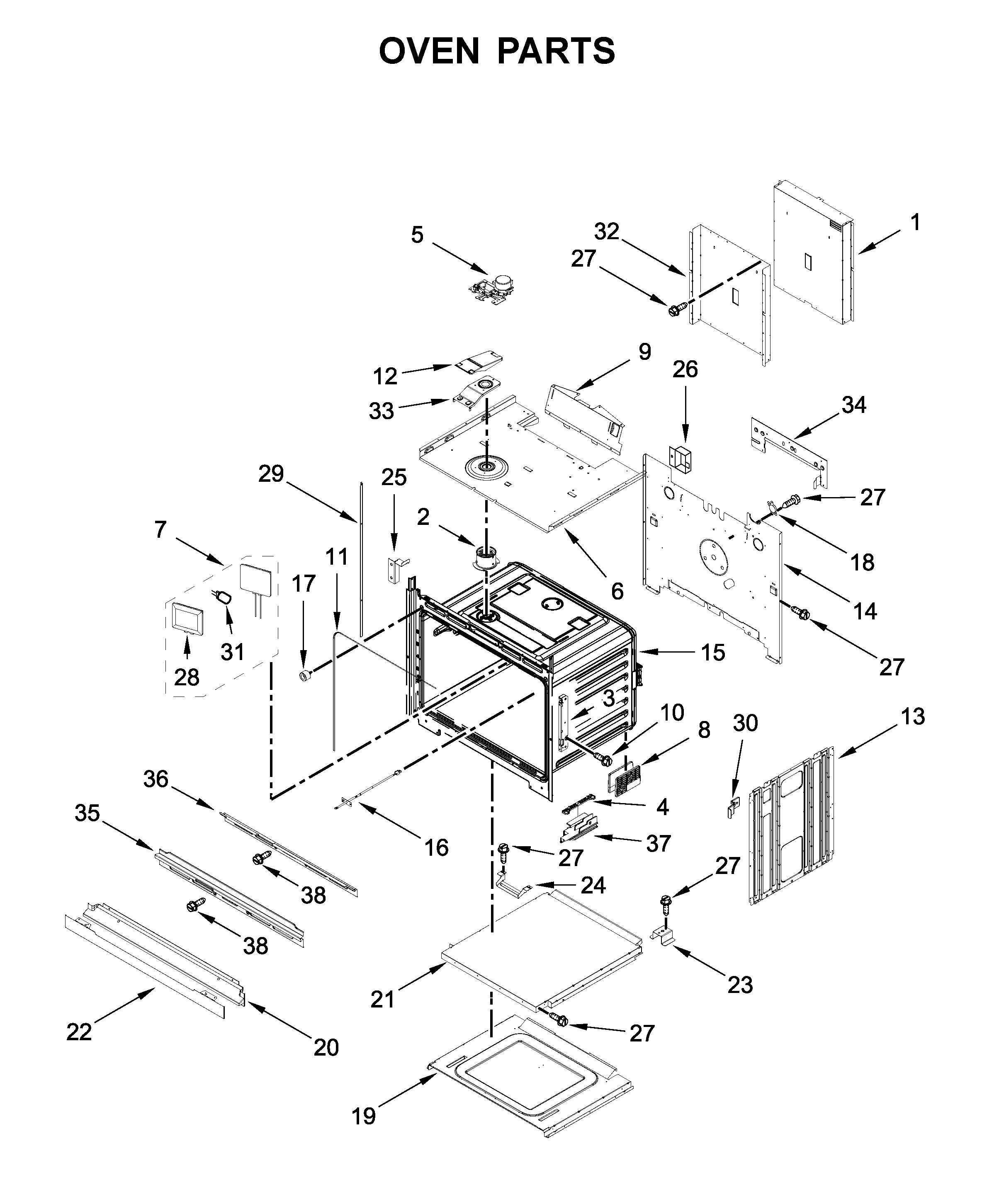 Jenn-Air JJW2830DP03 oven parts diagram