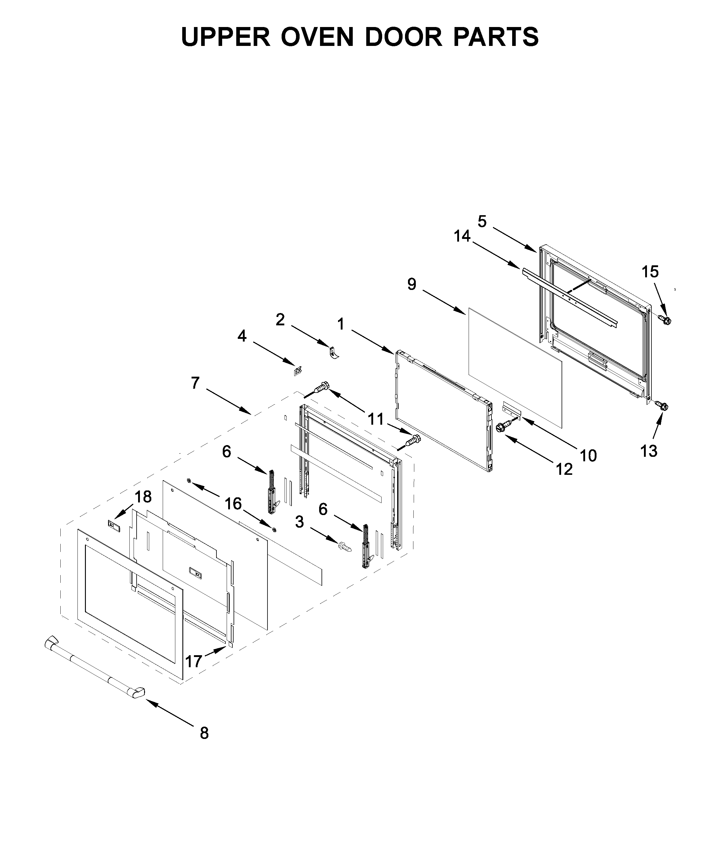 Jenn-Air JJW2830DP03 upper oven door parts diagram