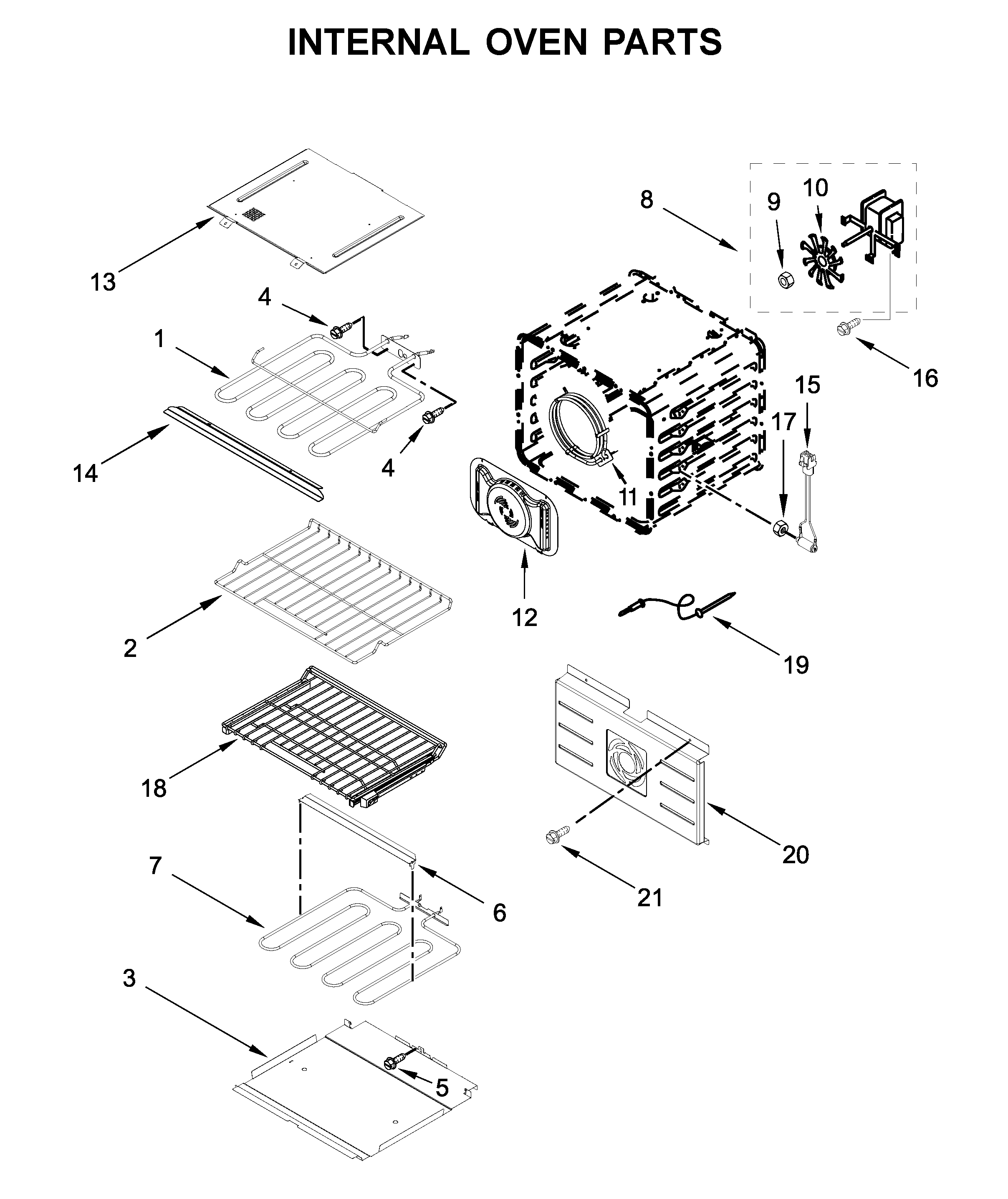 Jenn-Air JJW2830DP03 internal oven parts diagram