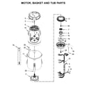 Whirlpool WTW7000DW4 motor, basket and tub parts diagram