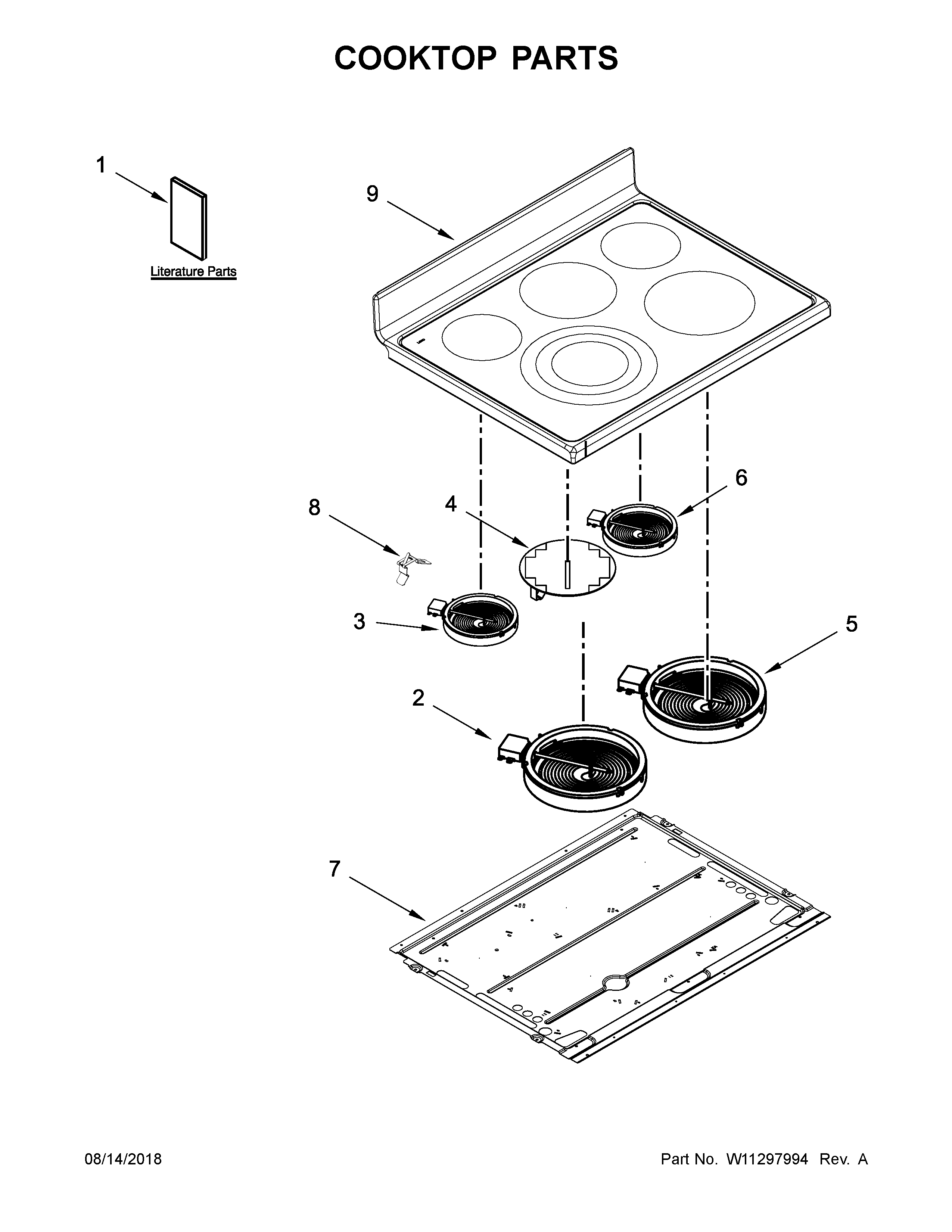 KitchenAid KFED500EBS03 cooktop parts diagram