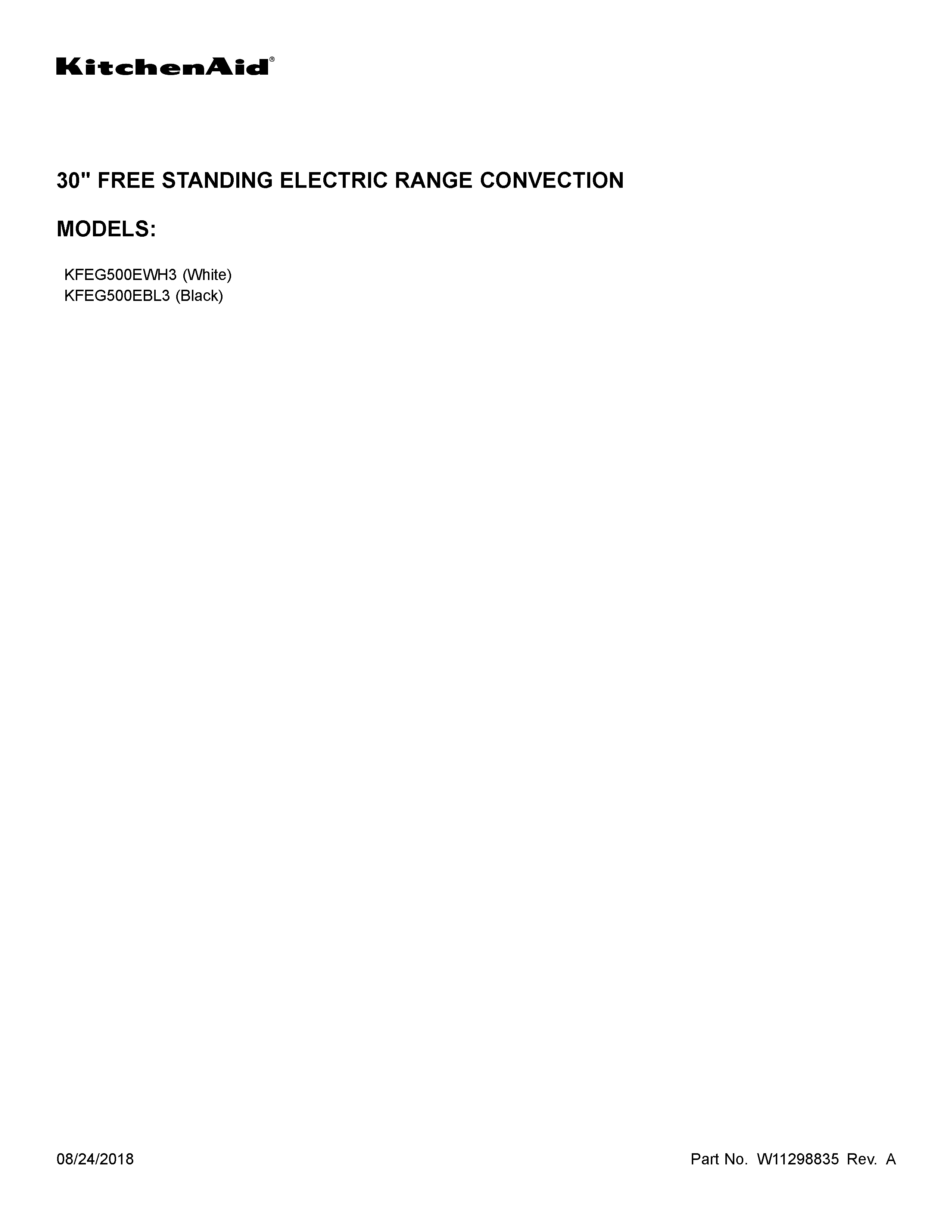 KitchenAid KFEG500EWH3 cover sheet diagram