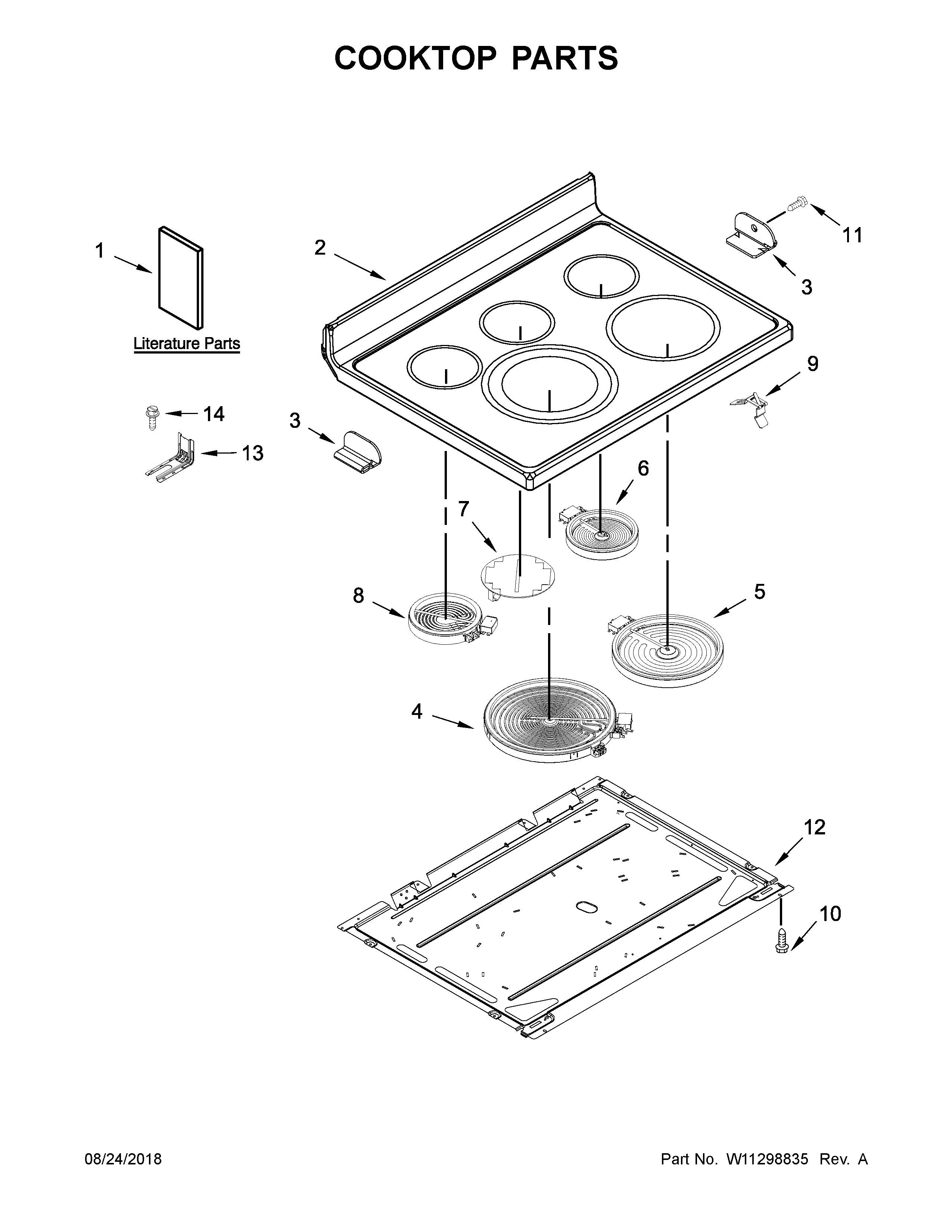 KitchenAid KFEG500EWH3 cooktop parts diagram