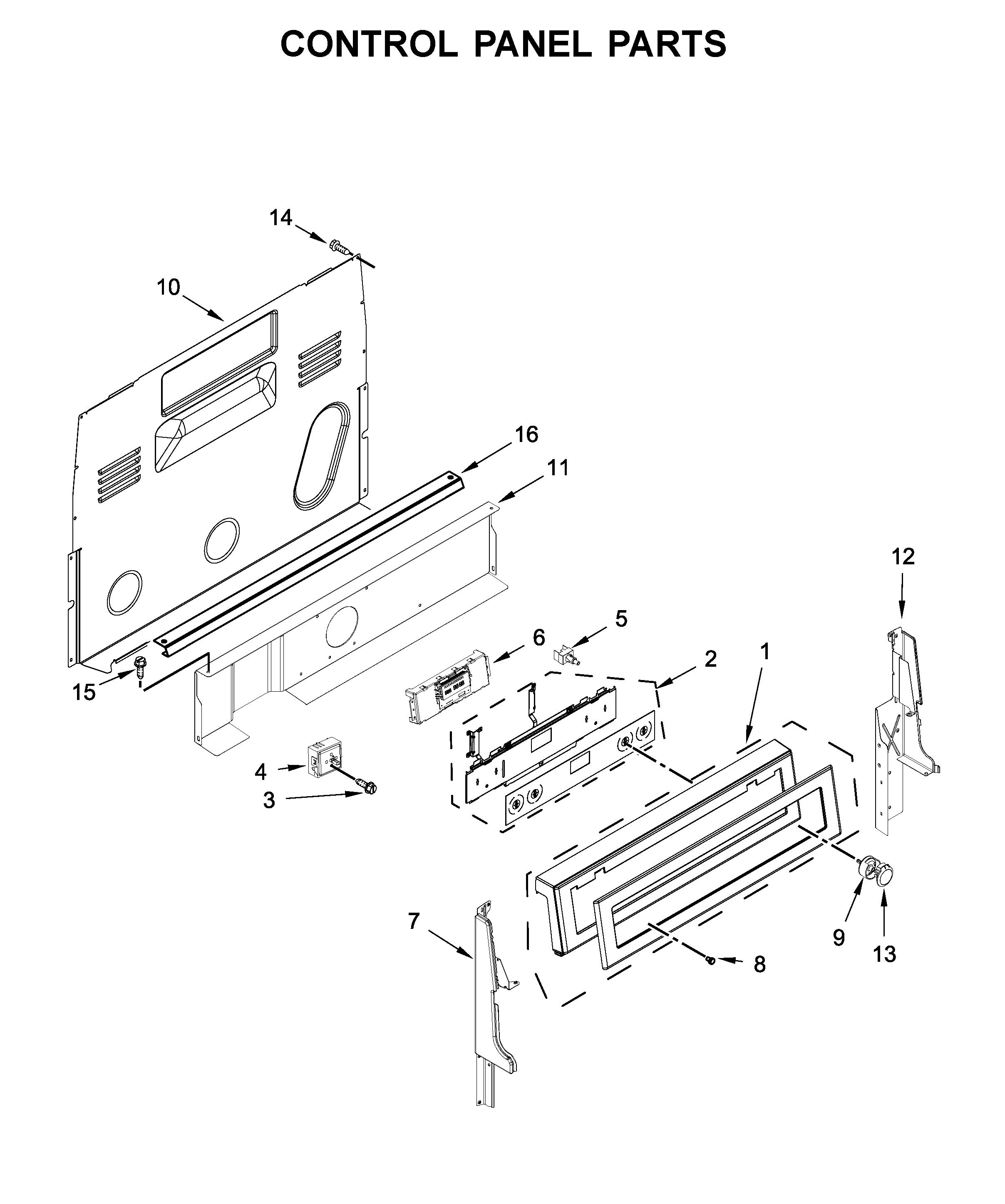 KitchenAid KFEG500EWH3 control panel parts diagram