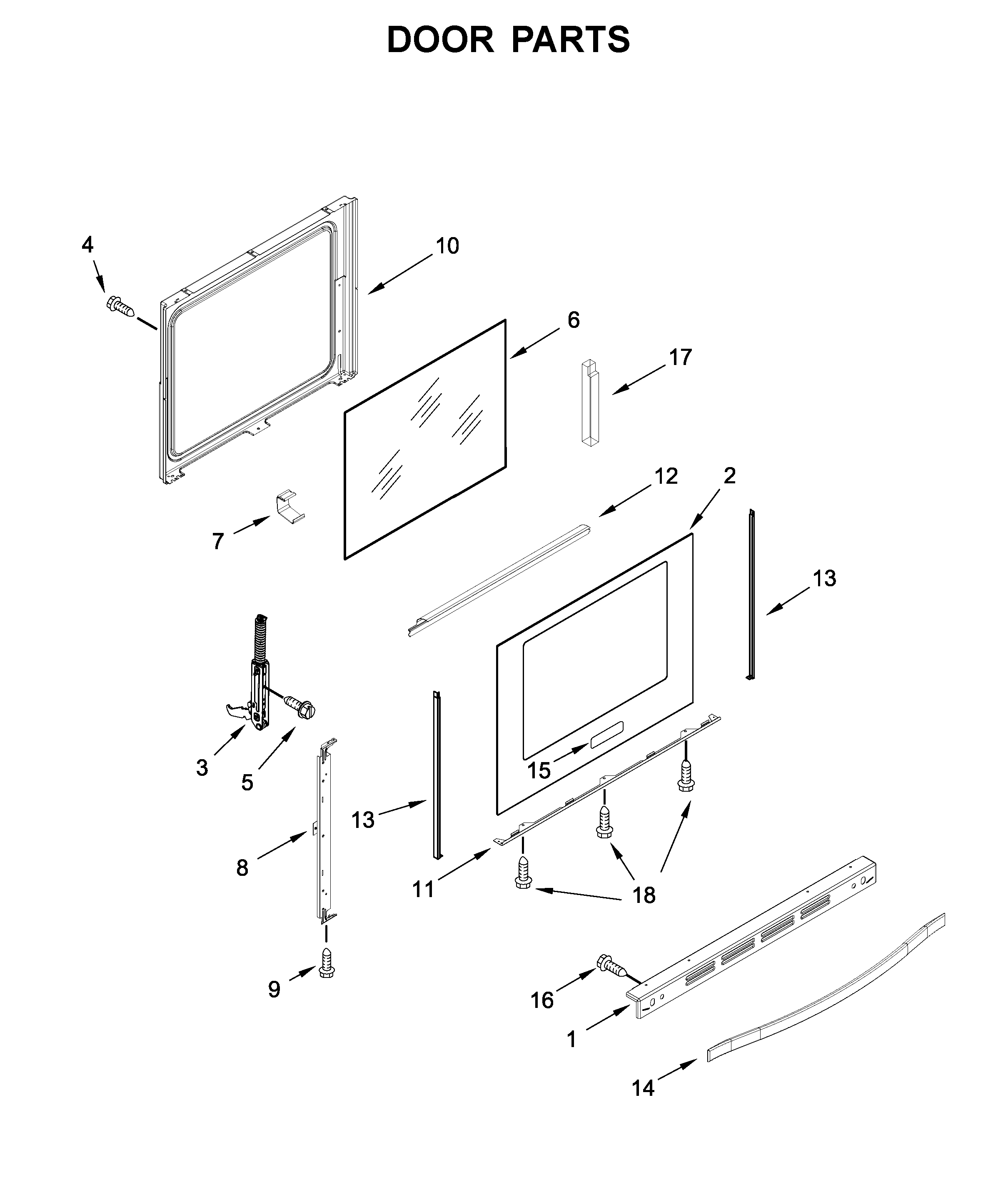 KitchenAid KFEG500EWH3 door parts diagram