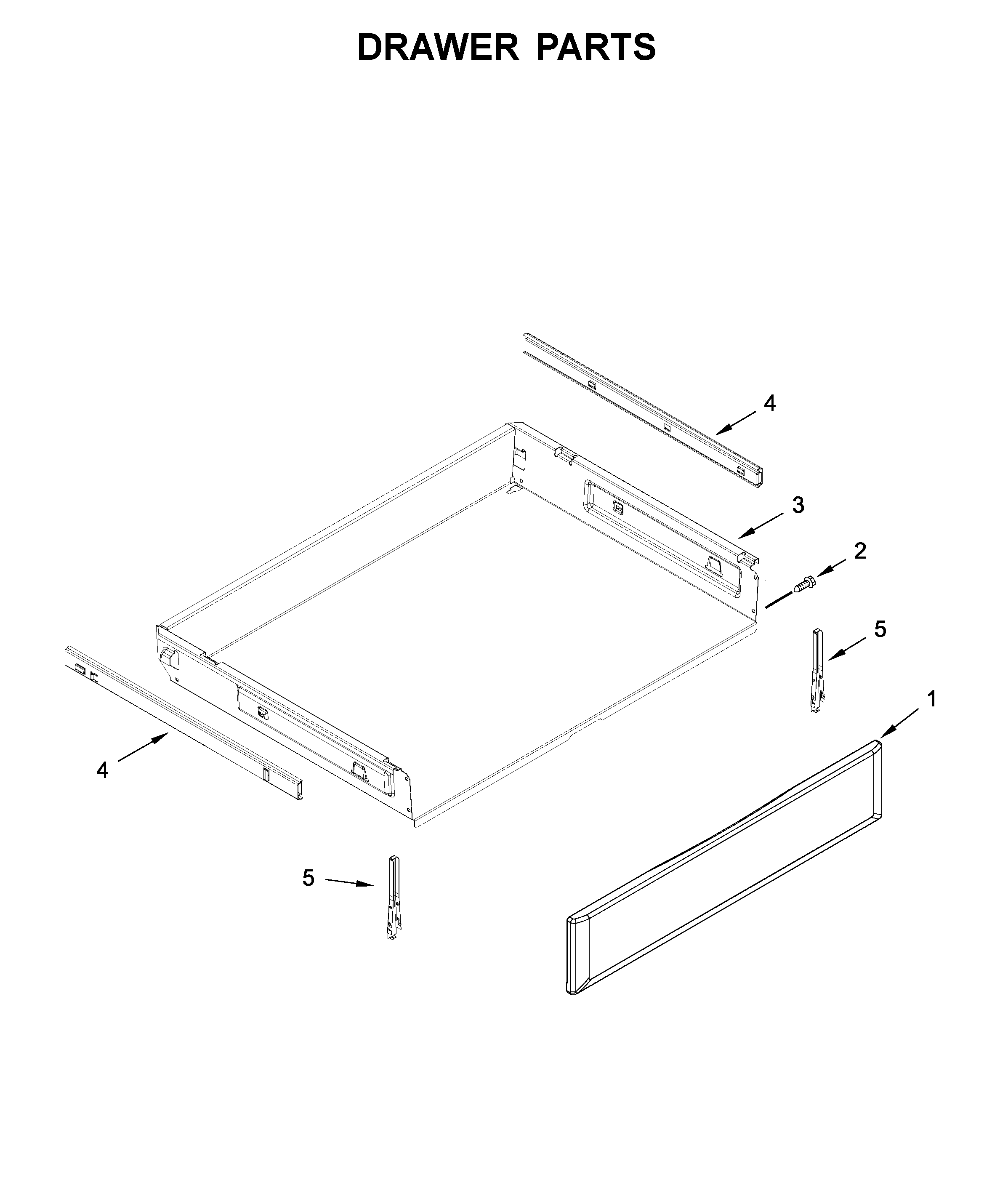 KitchenAid KFEG500EWH3 drawer parts diagram