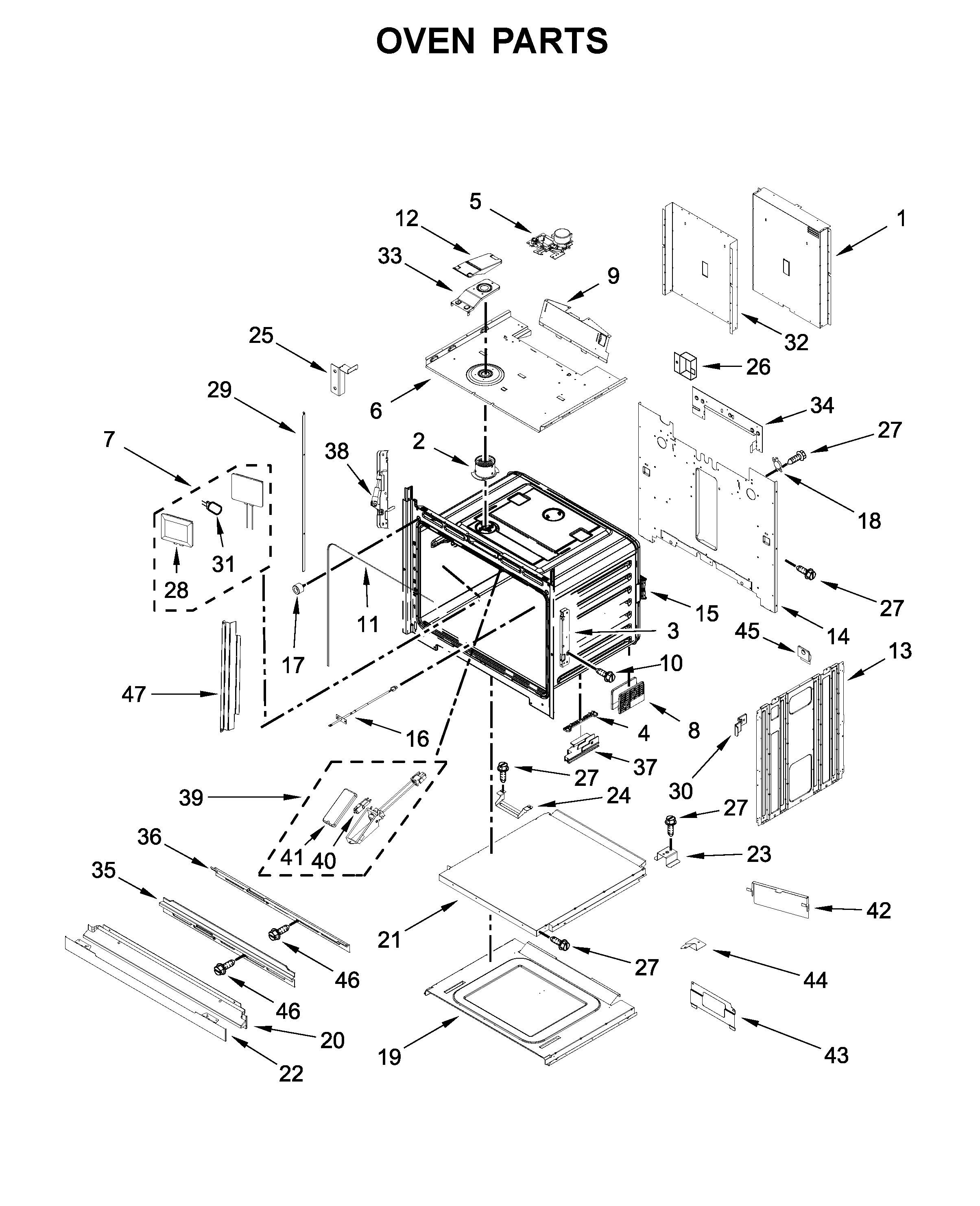 Jenn-Air JJW3830DS03 oven parts diagram