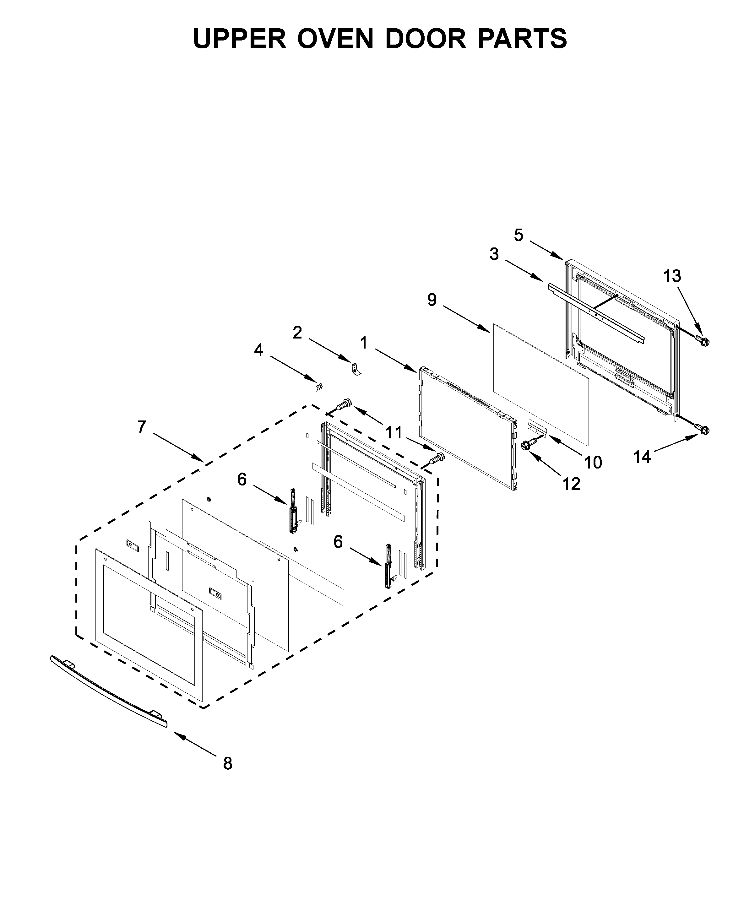 Jenn-Air JJW3830DS03 upper oven door parts diagram