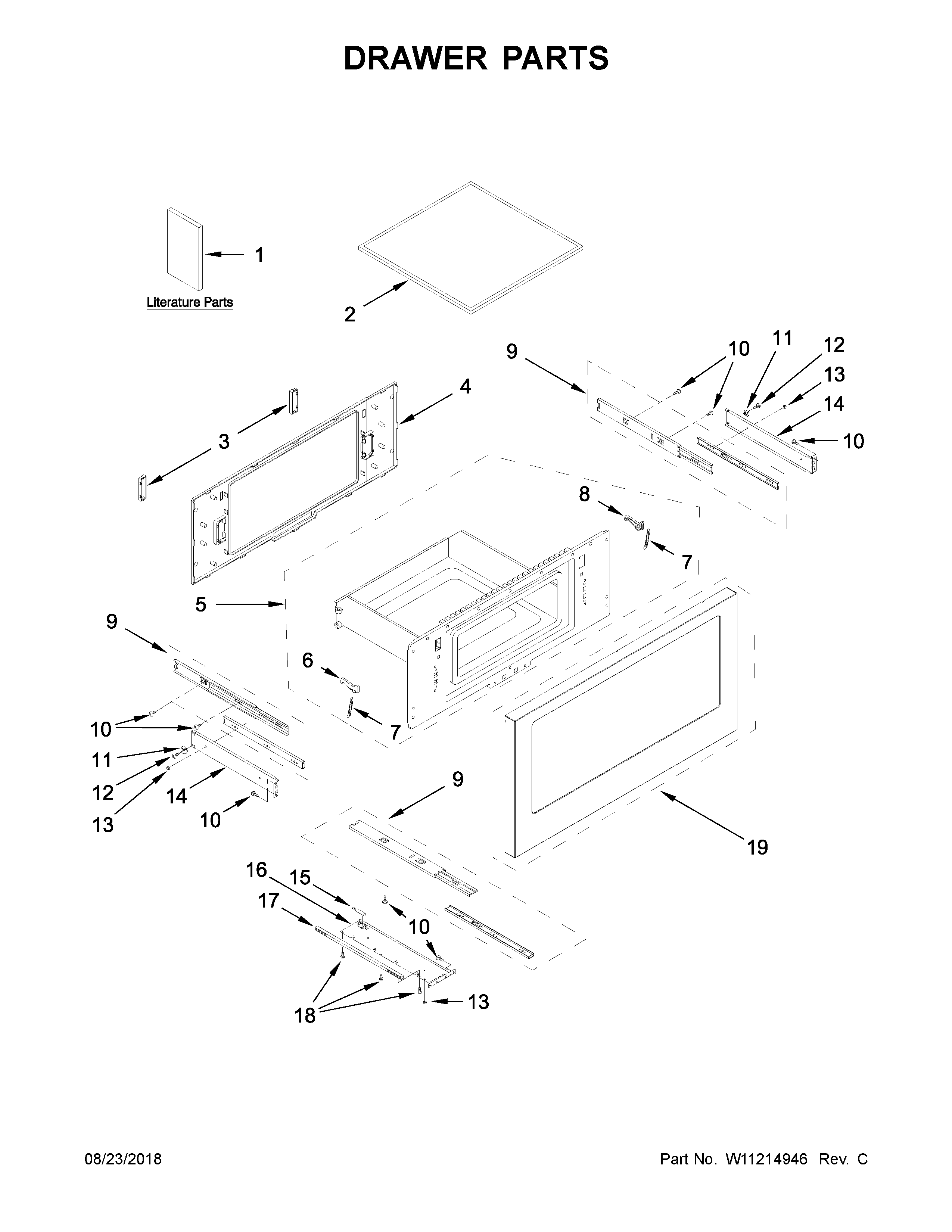 KitchenAid KMBD104GSS0 drawer parts diagram