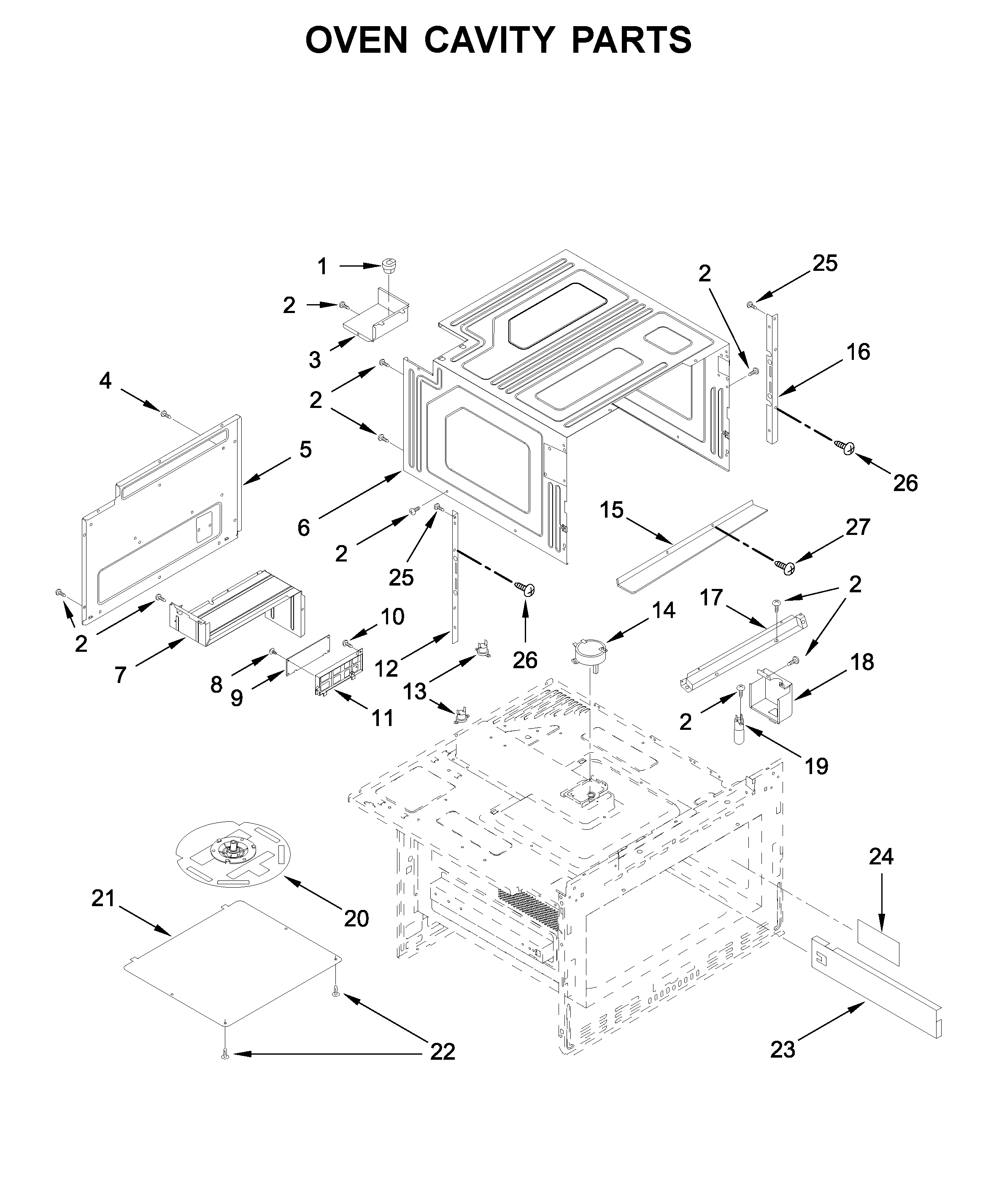 KitchenAid KMBD104GSS0 oven cavity parts diagram