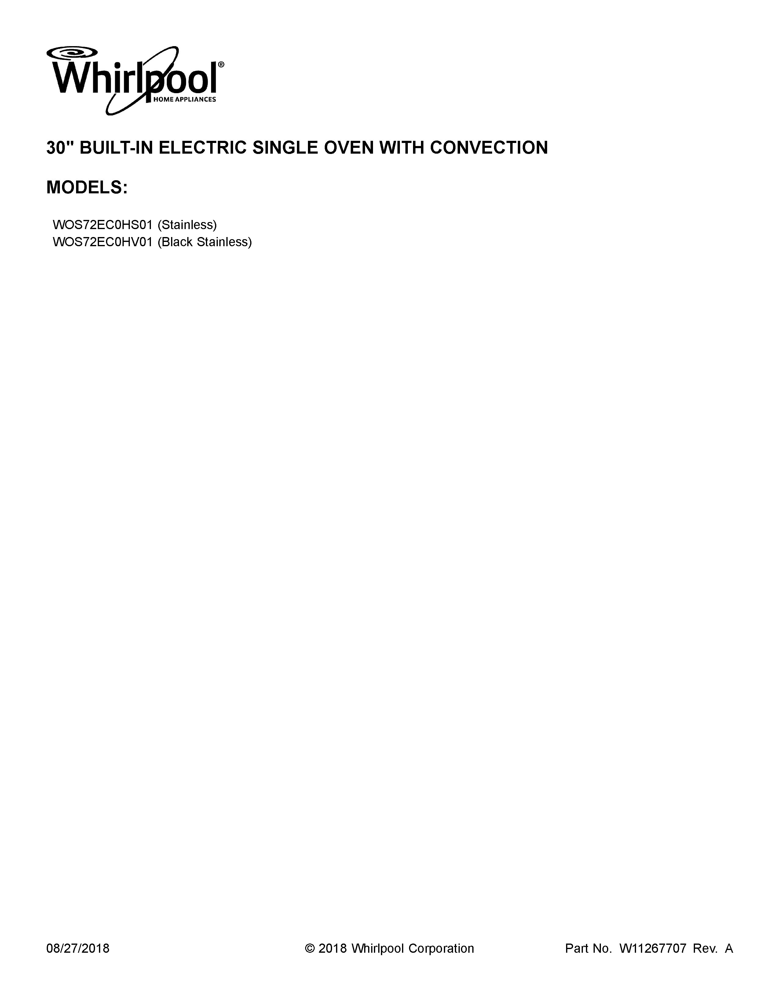 Whirlpool WOS72EC0HV01 cover sheet diagram