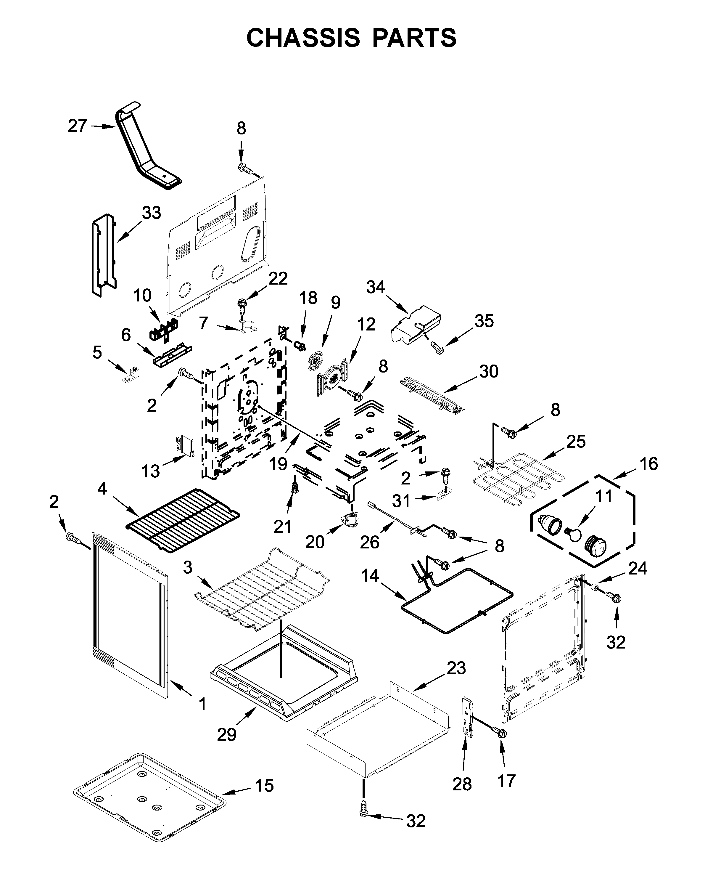 KitchenAid KFEG500EBS3 chassis parts diagram