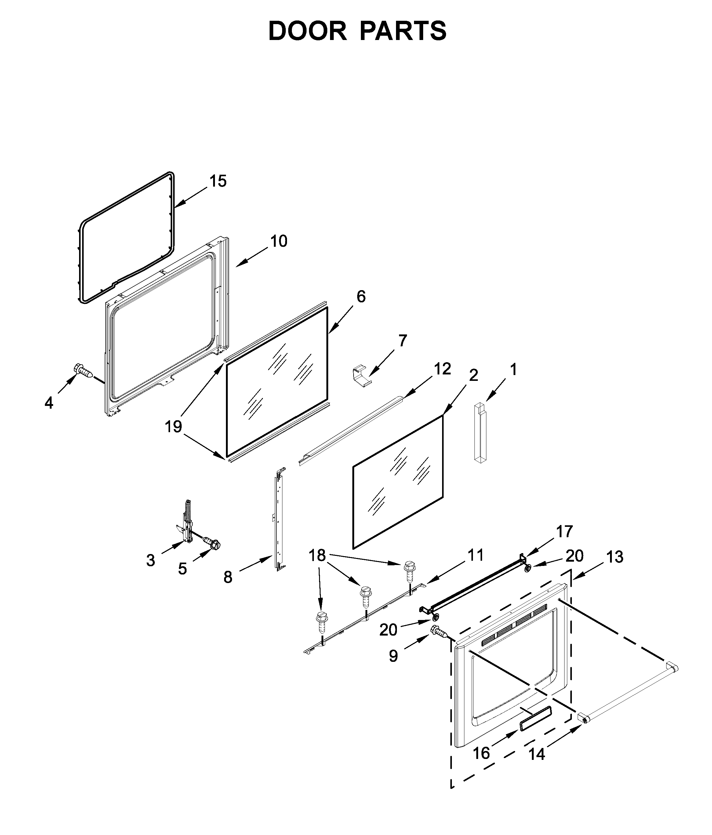 KitchenAid KFEG500EBS3 door parts diagram