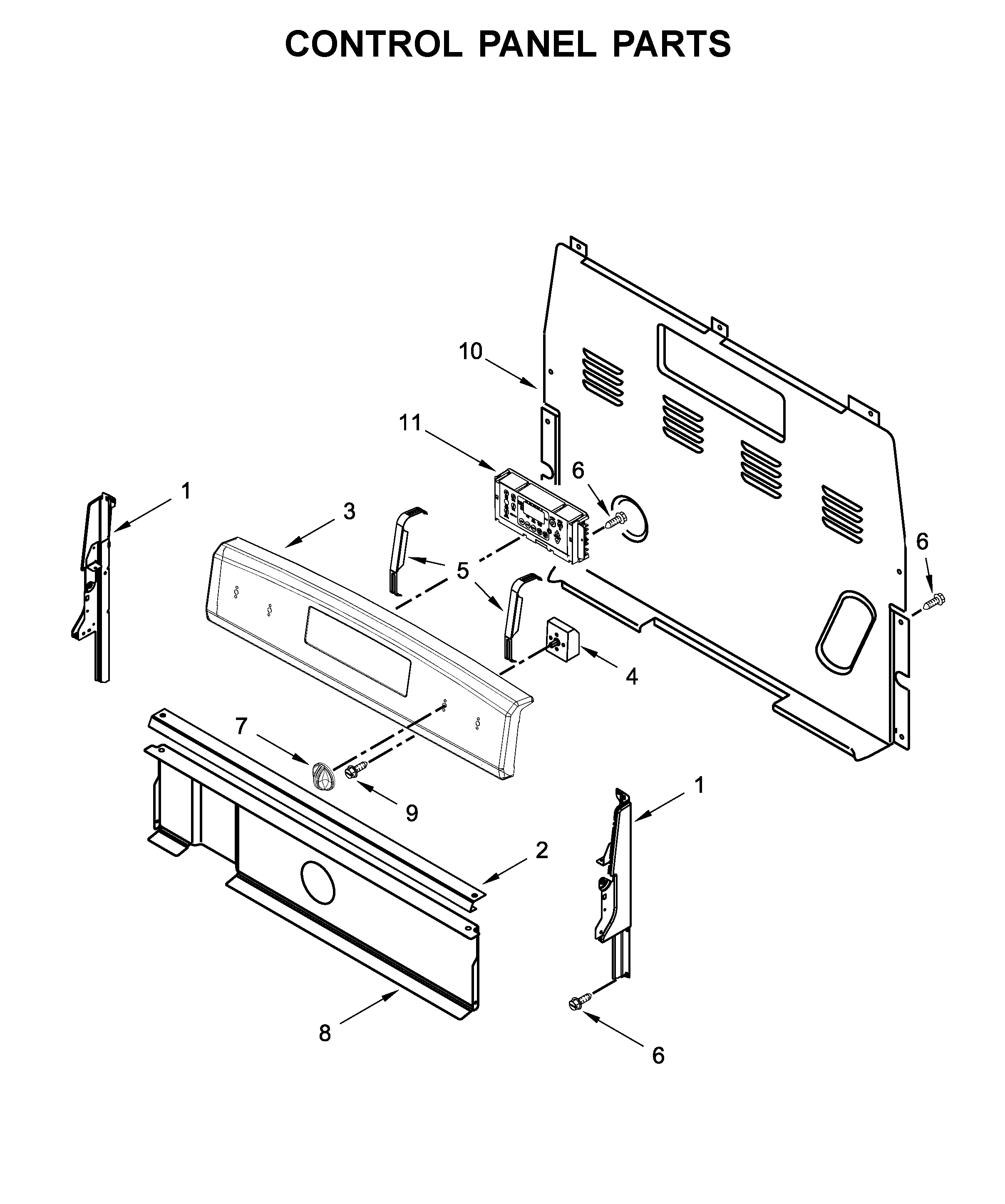Amana AER6603SFS2 control panel parts diagram