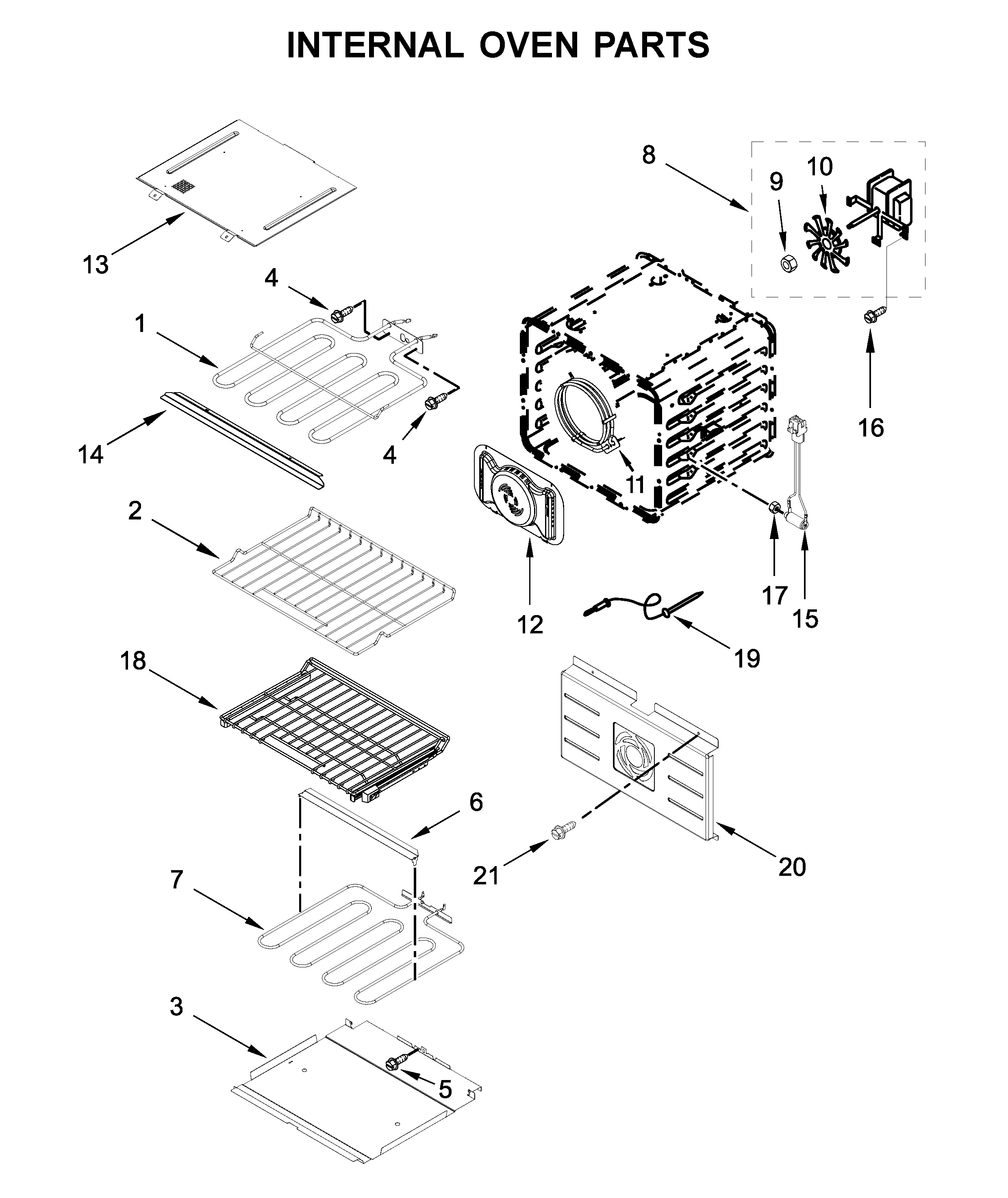 Jenn-Air JJW2730DS03 internal oven parts diagram