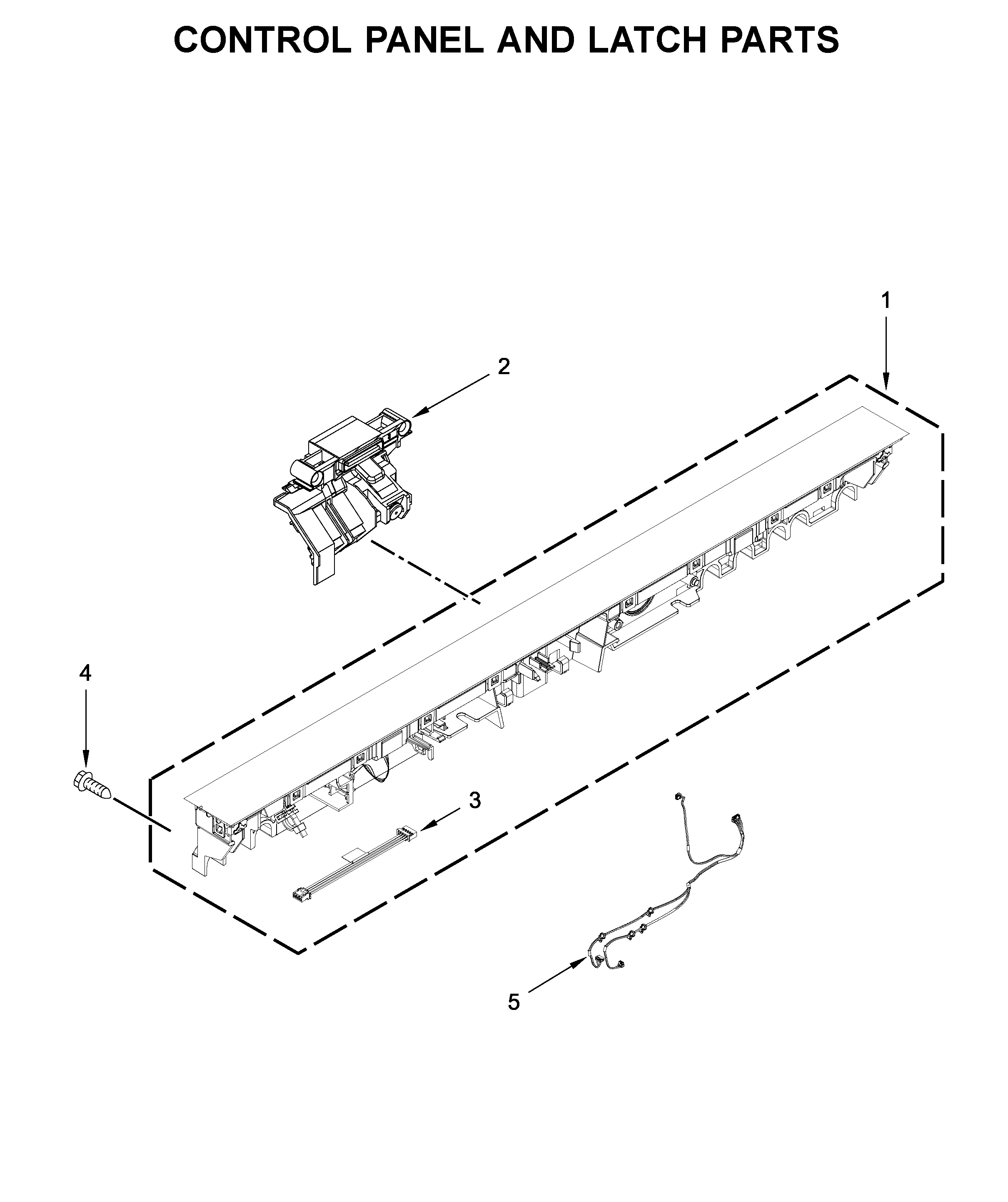 KitchenAid KDTM384ESS3 control panel and latch parts diagram