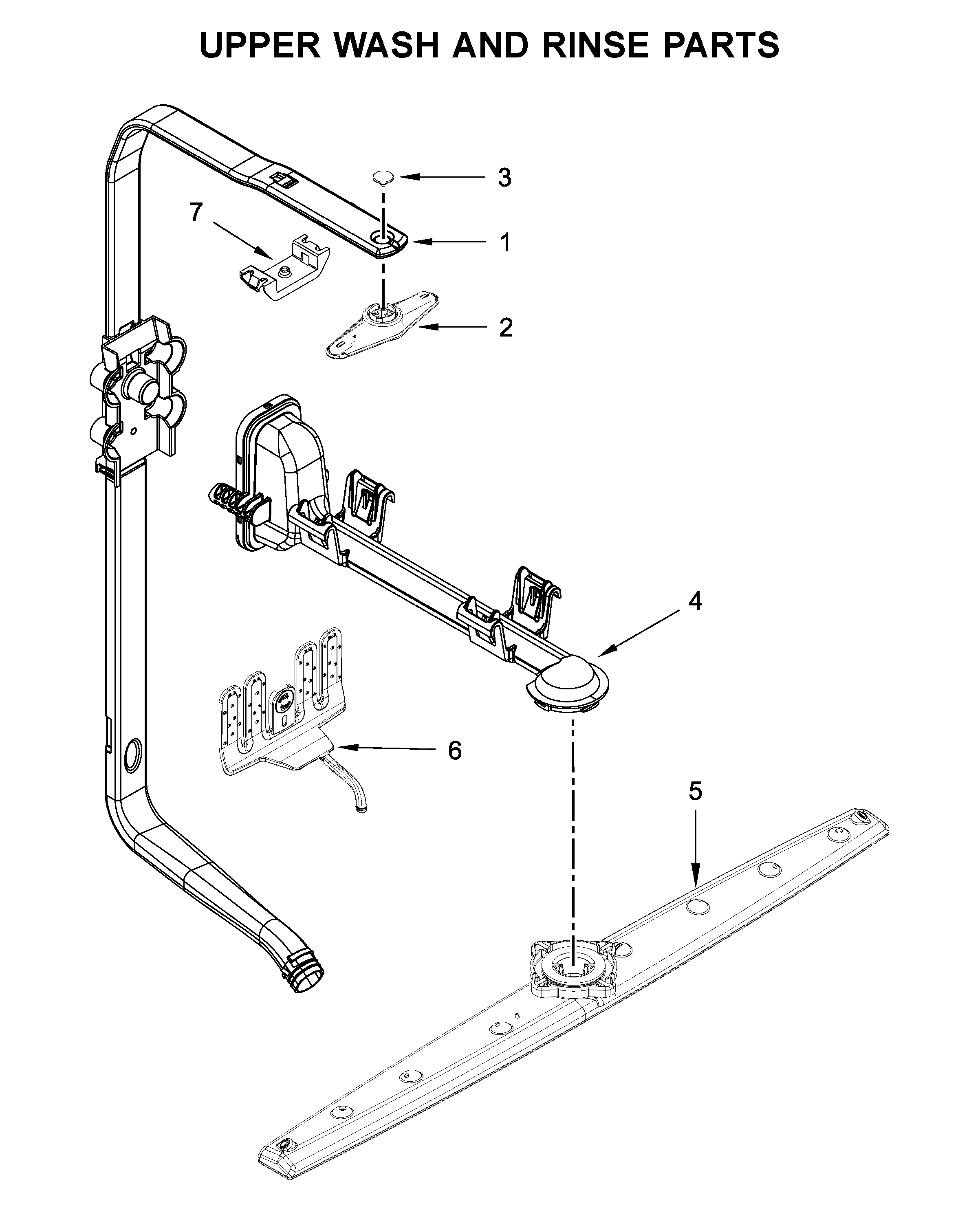 KitchenAid KDTM384ESS3 upper wash and rinse parts diagram