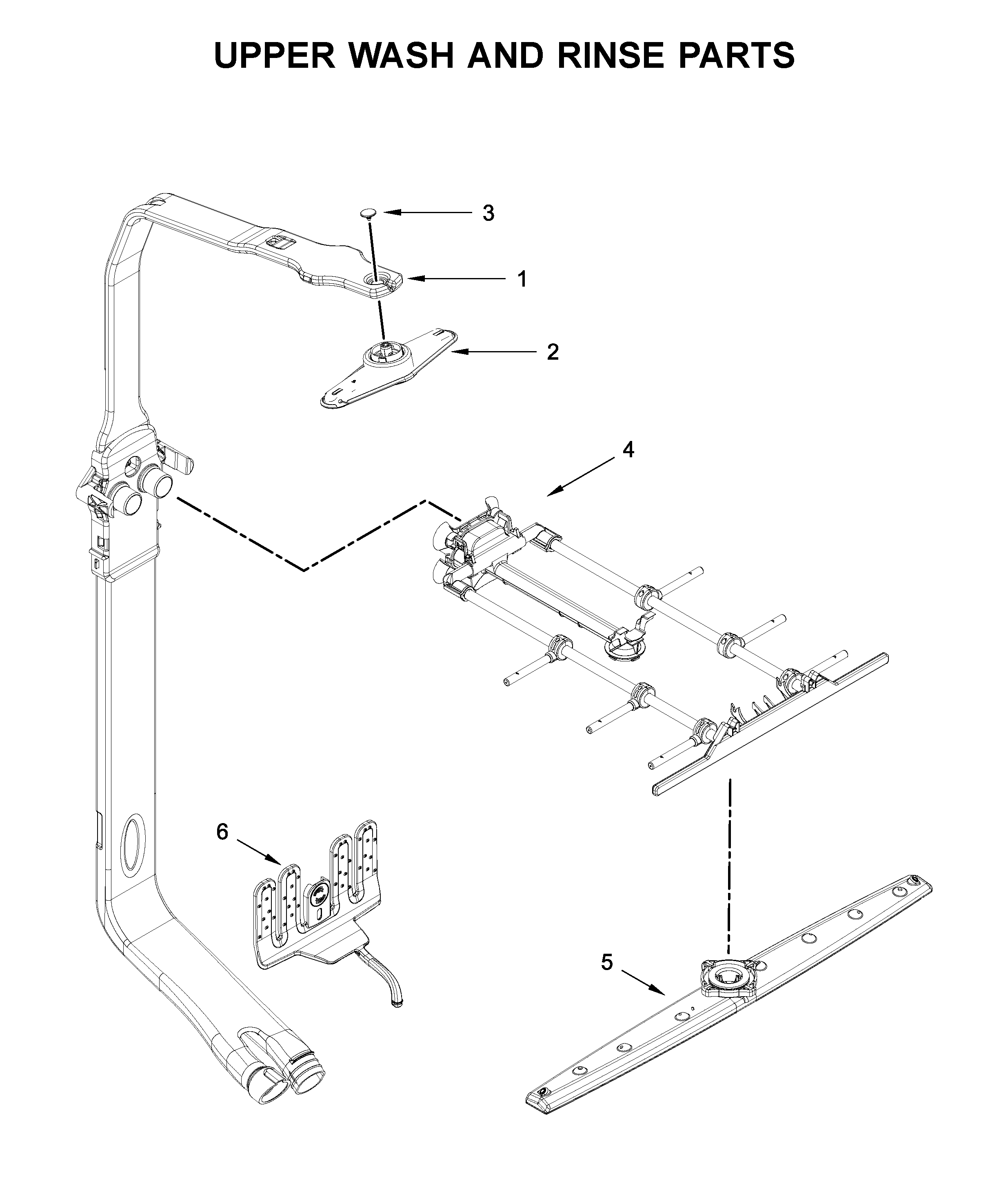 KitchenAid KDTM704ESS3 upper wash and rinse parts diagram