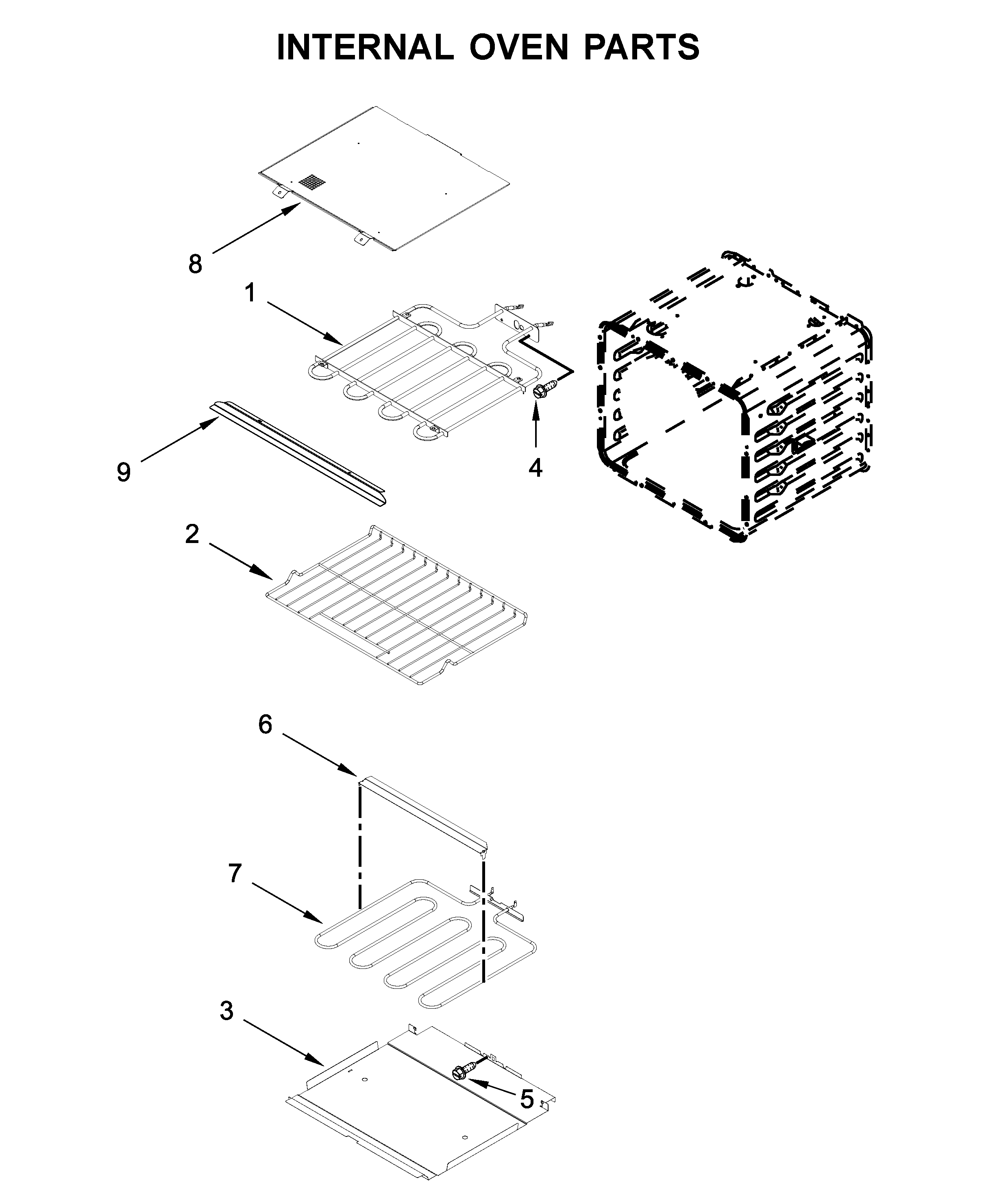 KitchenAid KODT107ESS03 internal oven parts diagram
