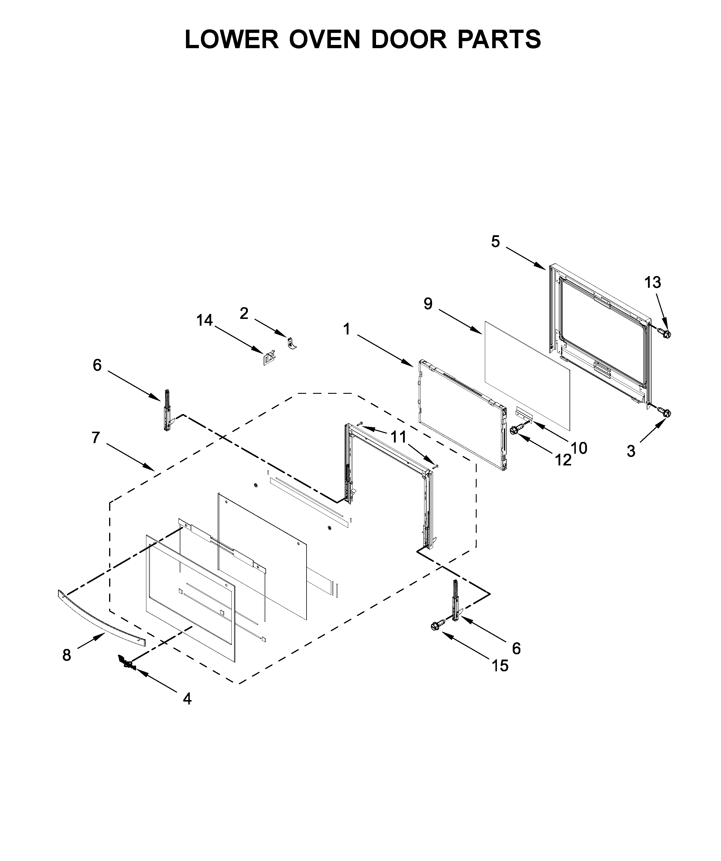 Whirlpool WOD77EC0HS01 lower oven door parts diagram