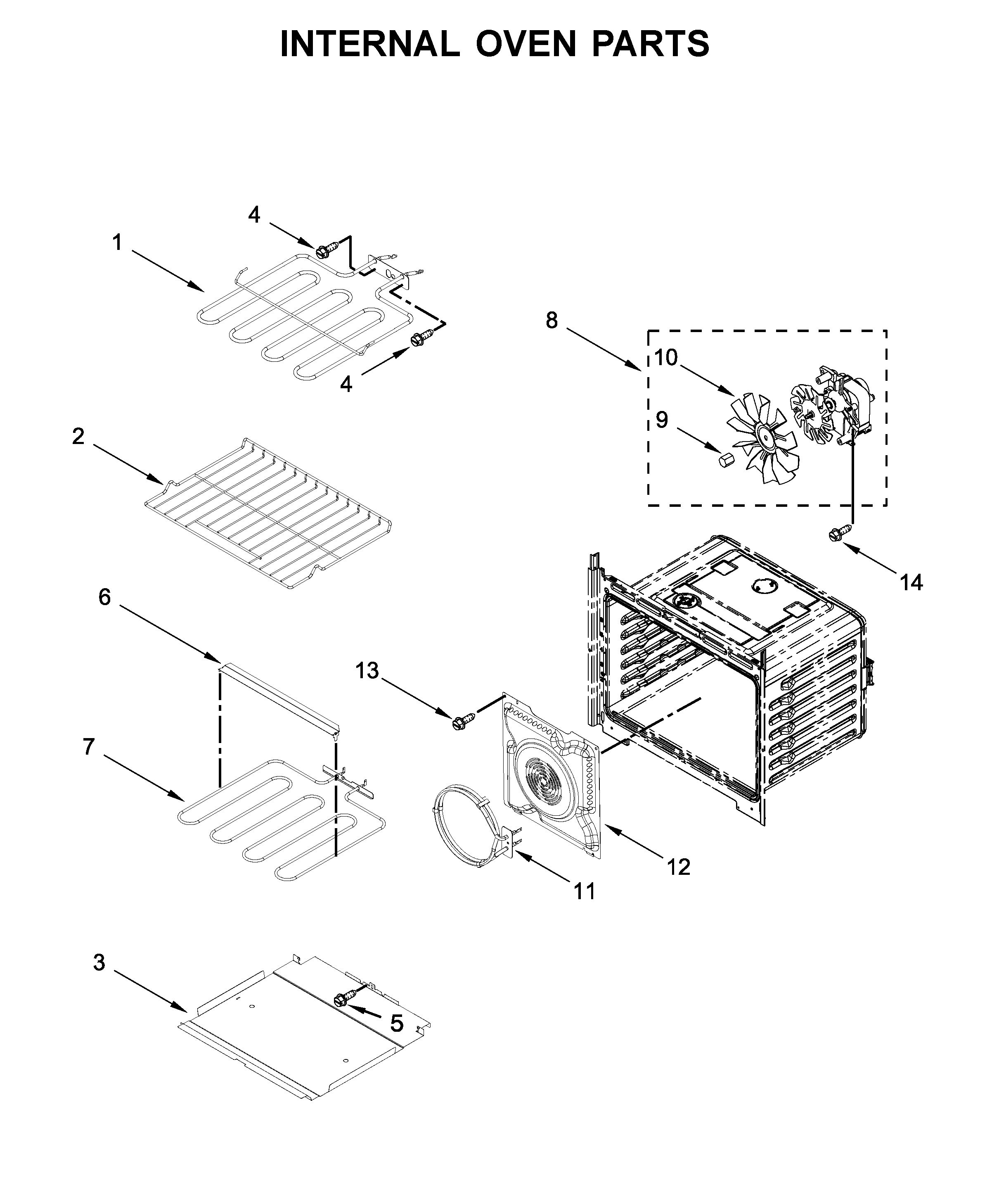 Whirlpool WOD77EC0HS01 internal oven parts diagram
