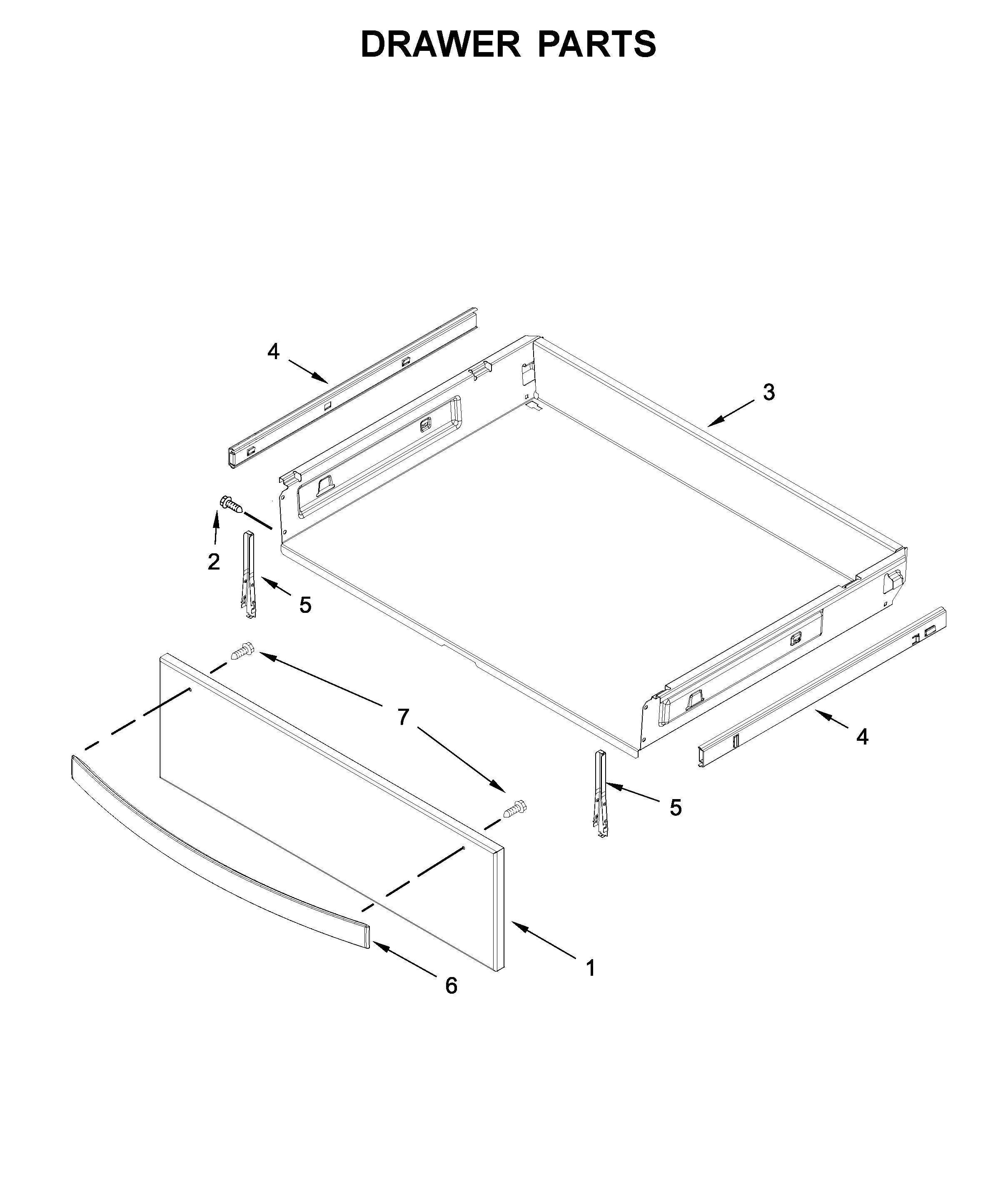 Whirlpool WFE775H0HW1 drawer parts diagram