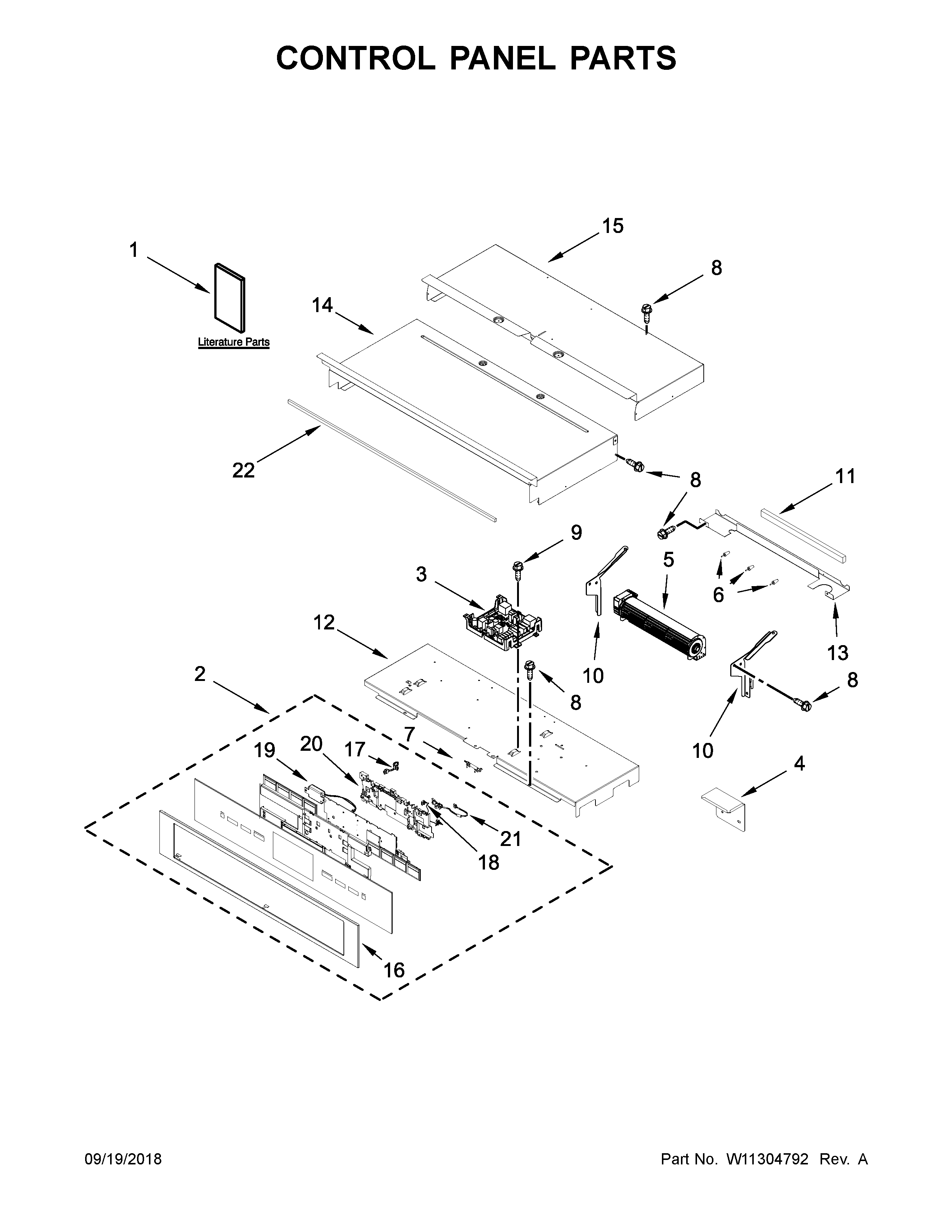 Jenn-Air JJW3830DP03 control panel parts diagram