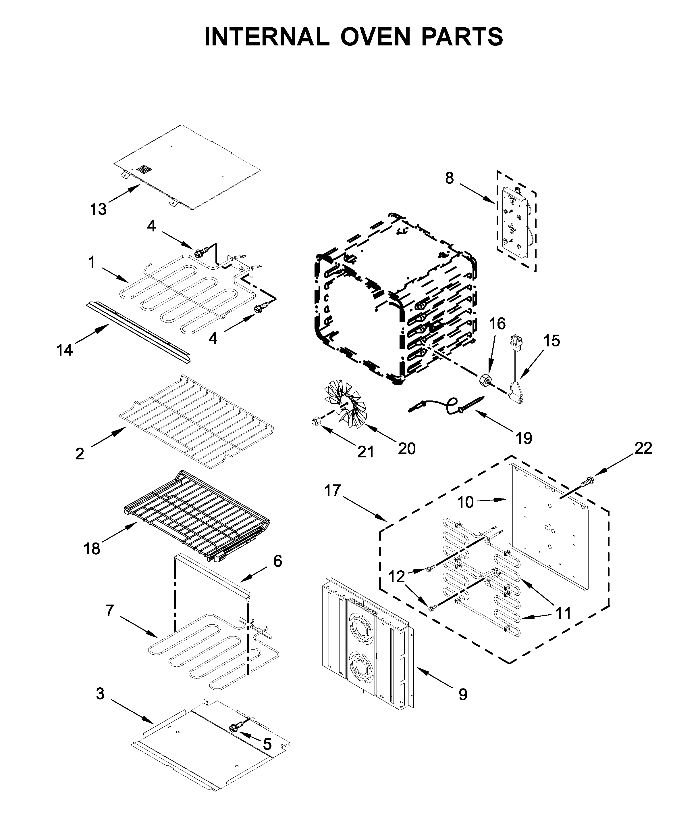 Jenn-Air JJW3830DP03 internal oven parts diagram