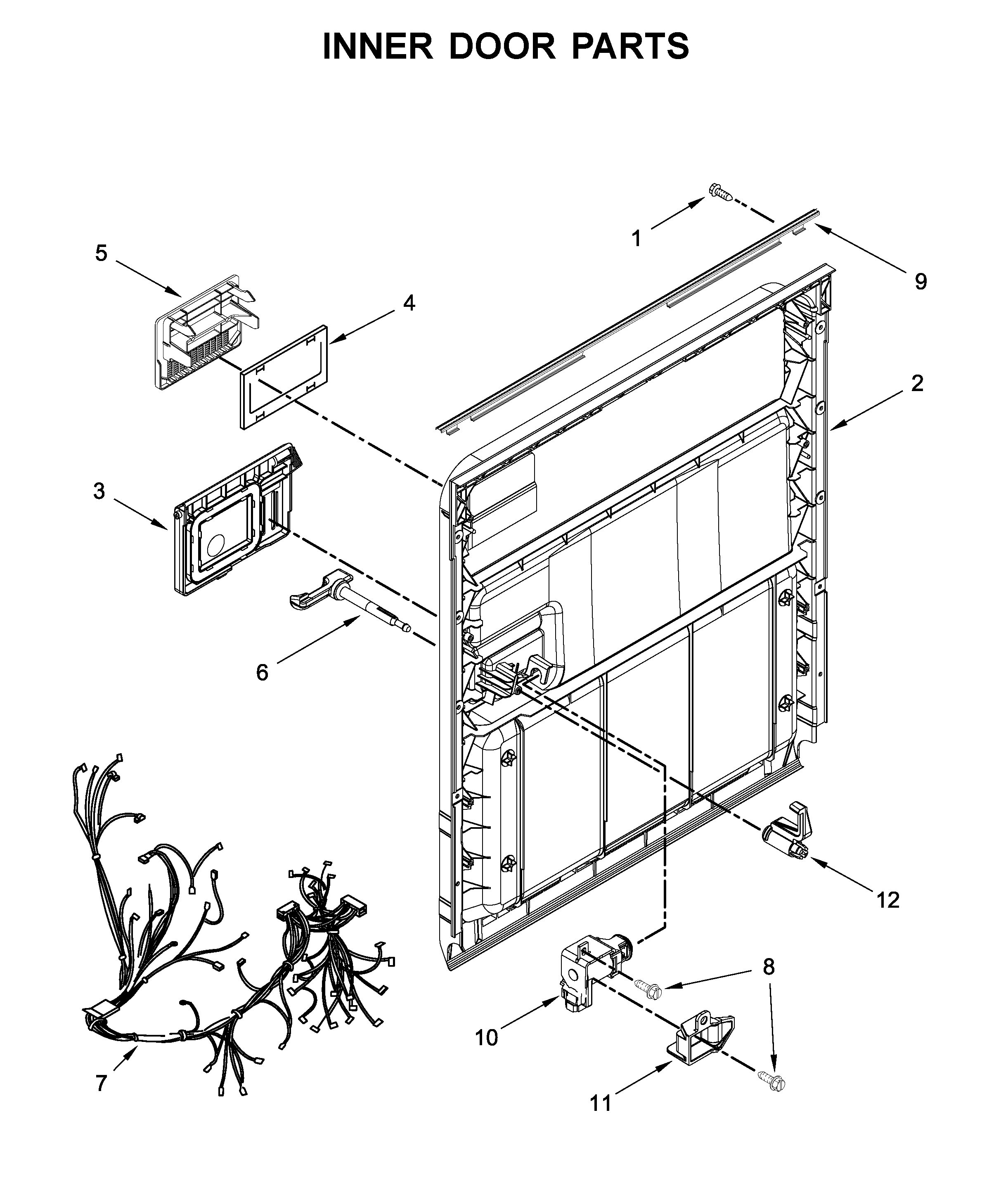 Whirlpool WDF130PAHB0 inner door parts diagram