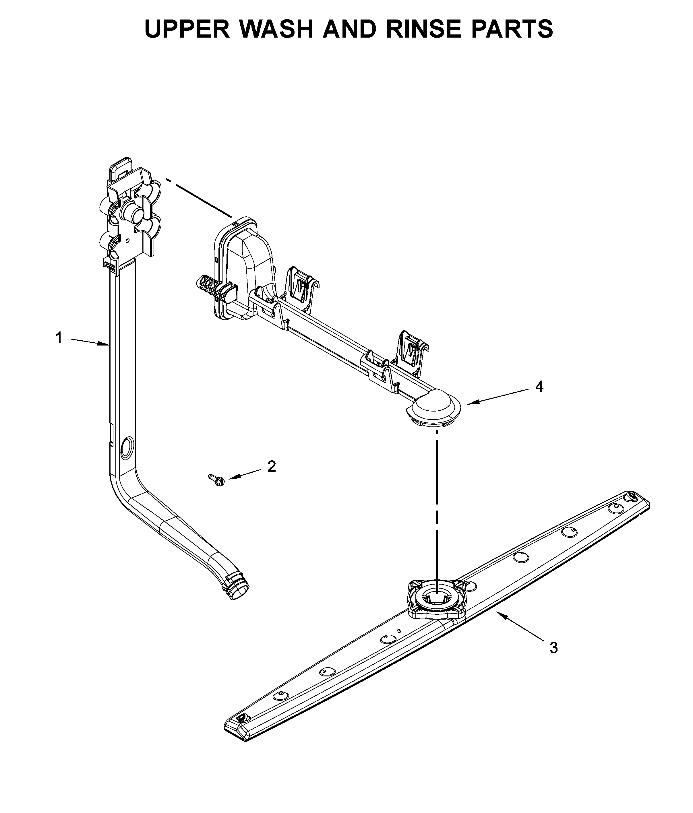 Whirlpool WDF130PAHB0 upper wash and rinse parts diagram