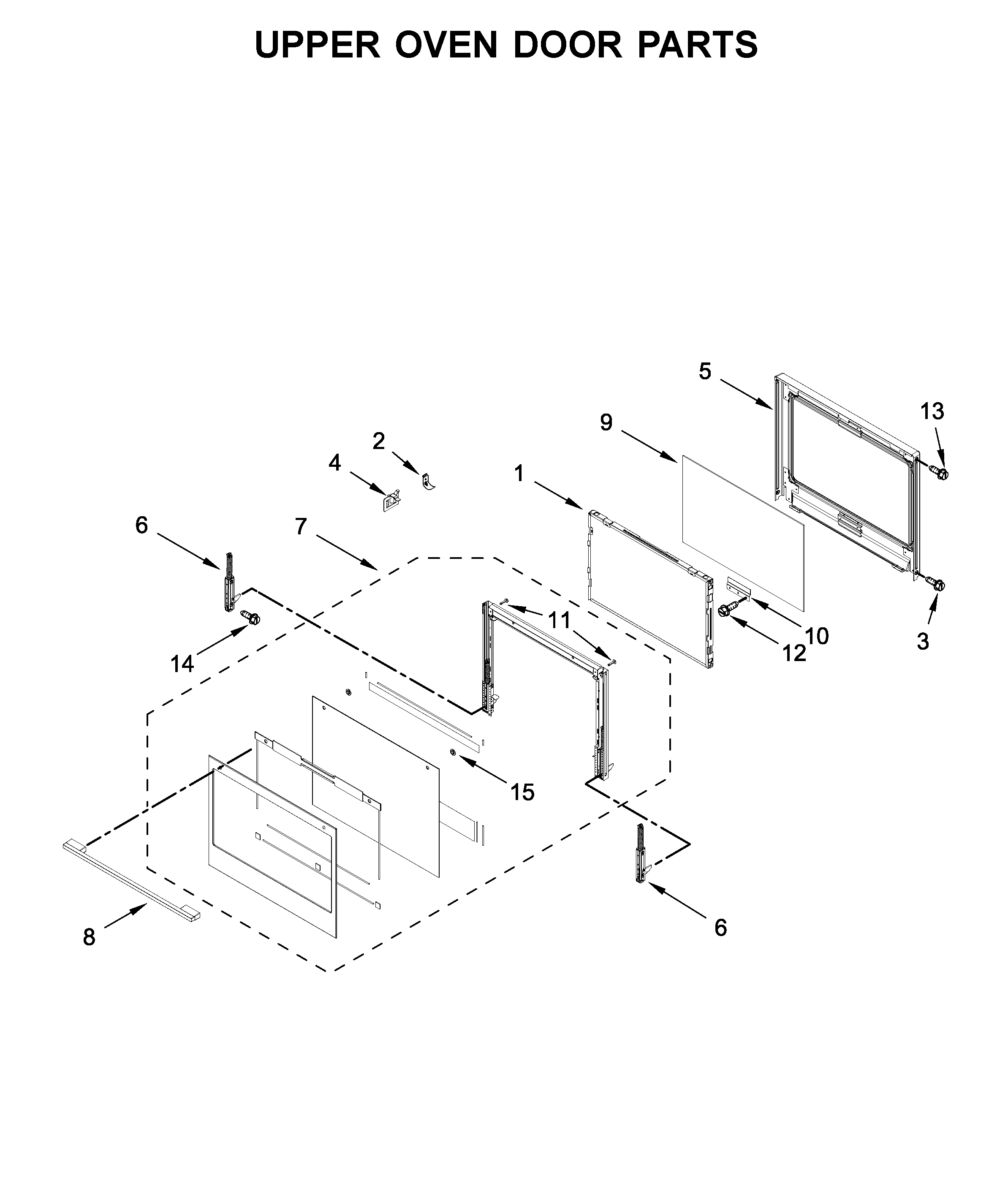 Whirlpool WODA7EC0HN01 upper oven door parts diagram
