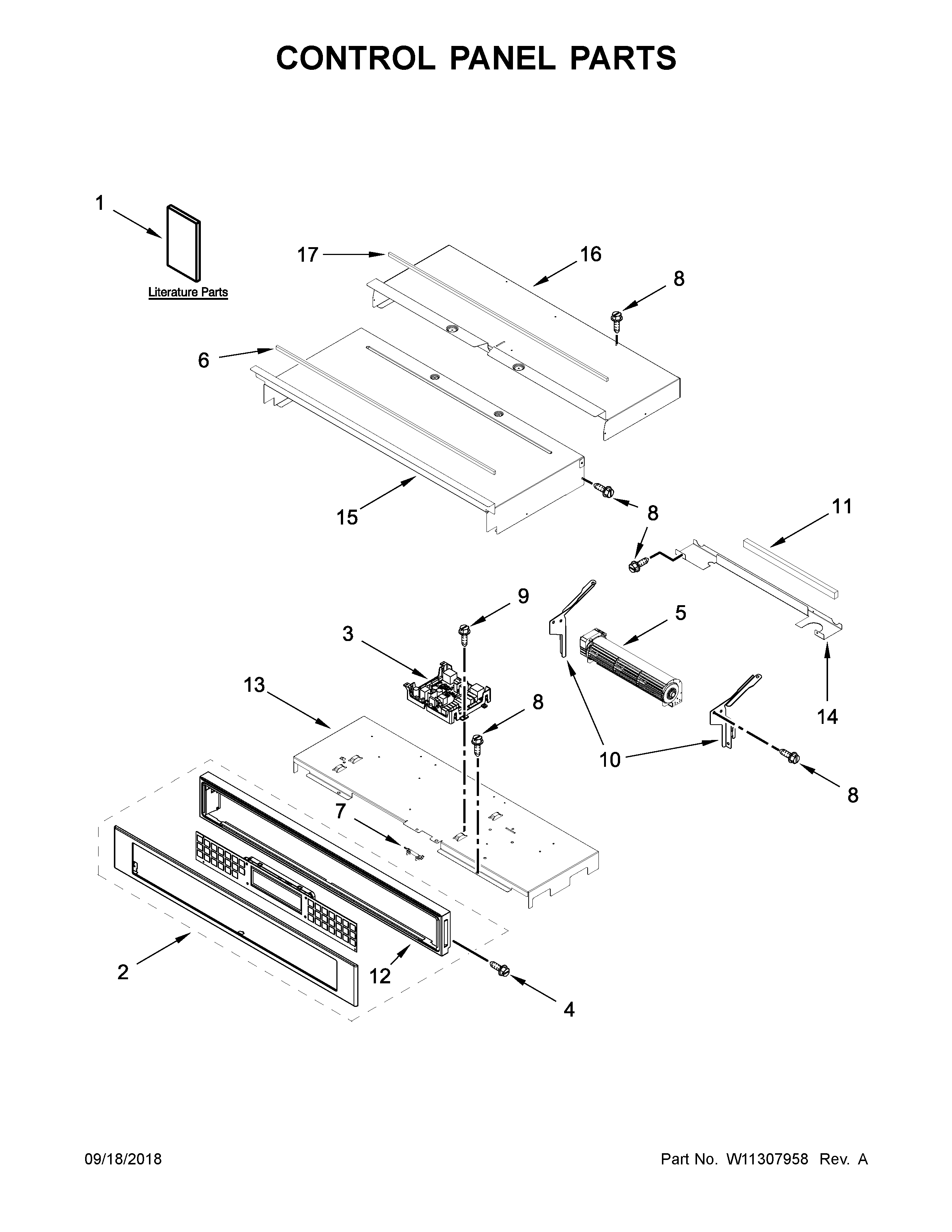 KitchenAid KOST107ESS03 control panel parts diagram