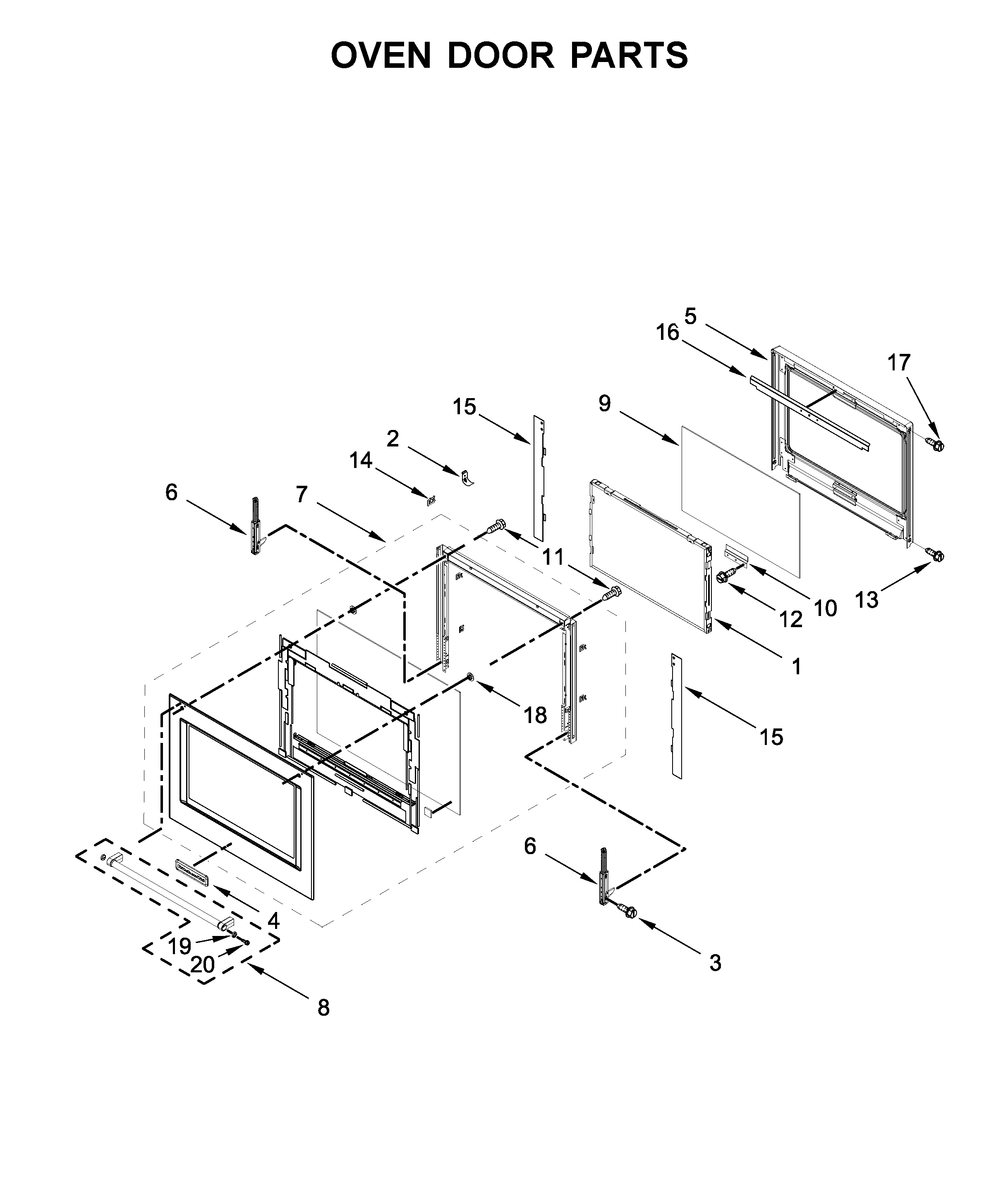 KitchenAid KOST107ESS03 oven door parts diagram