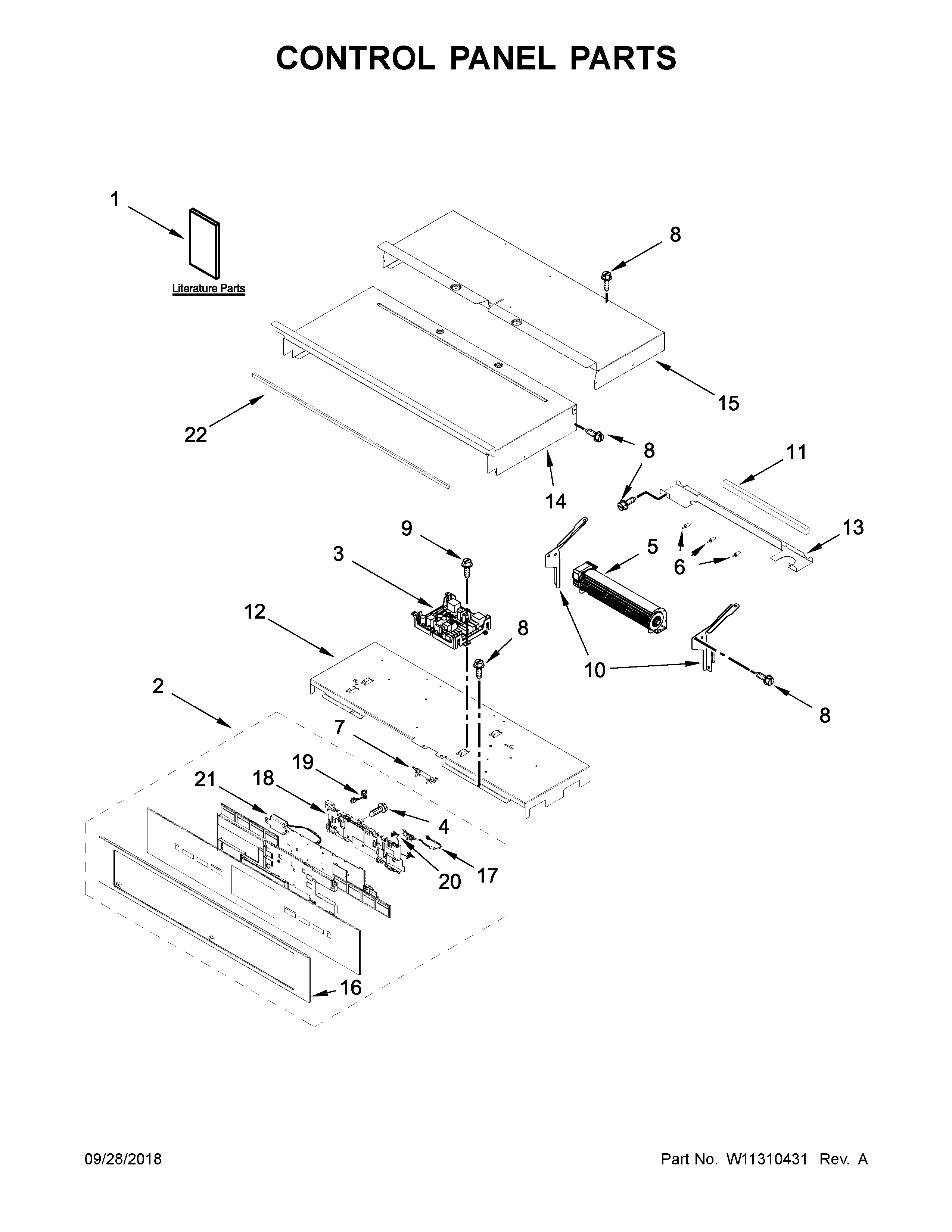 Jenn-Air JJW2727DS03 control panel parts diagram