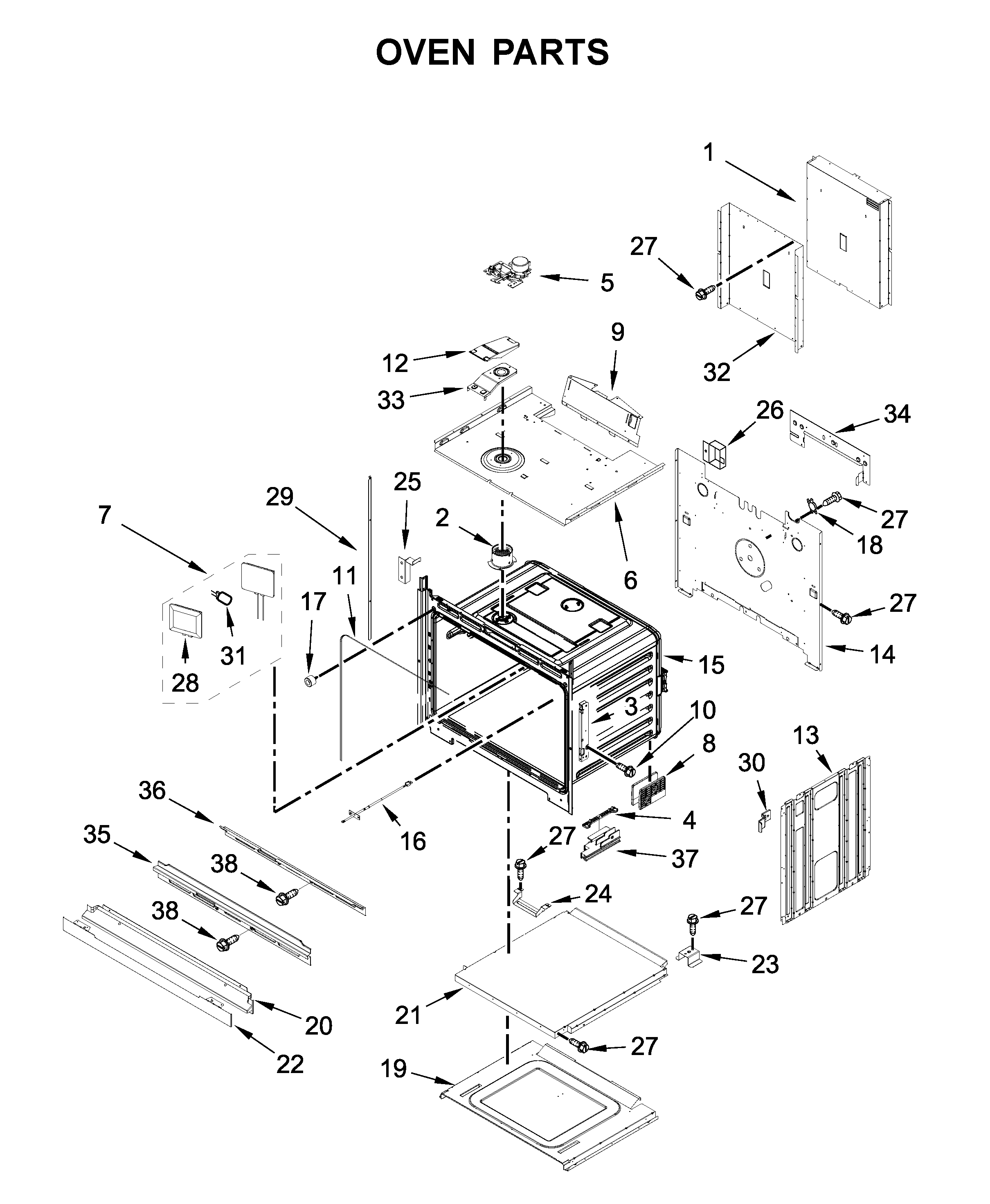 Jenn-Air JJW2727DS03 oven parts diagram