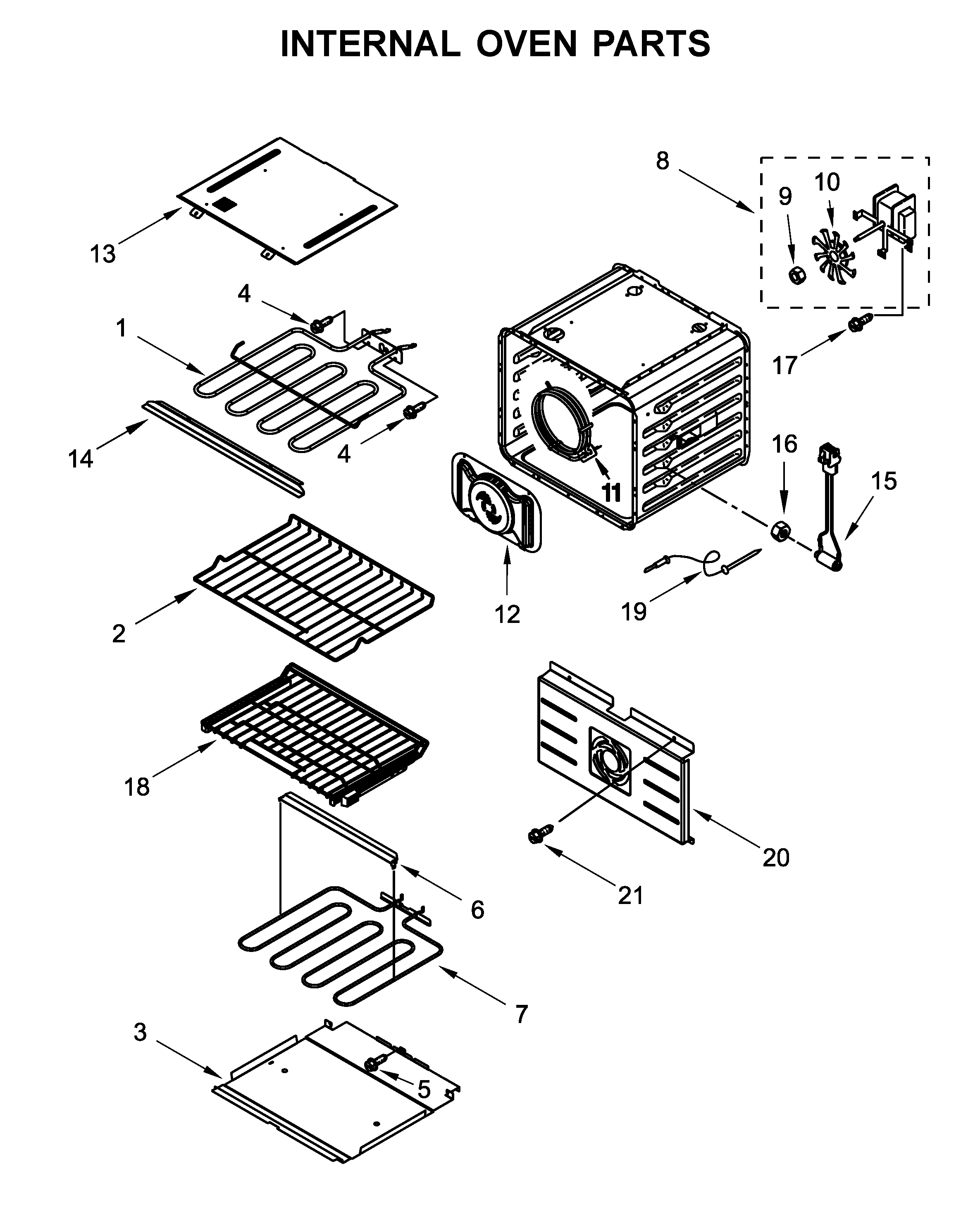 Jenn-Air JJW2727DS03 internal oven parts diagram