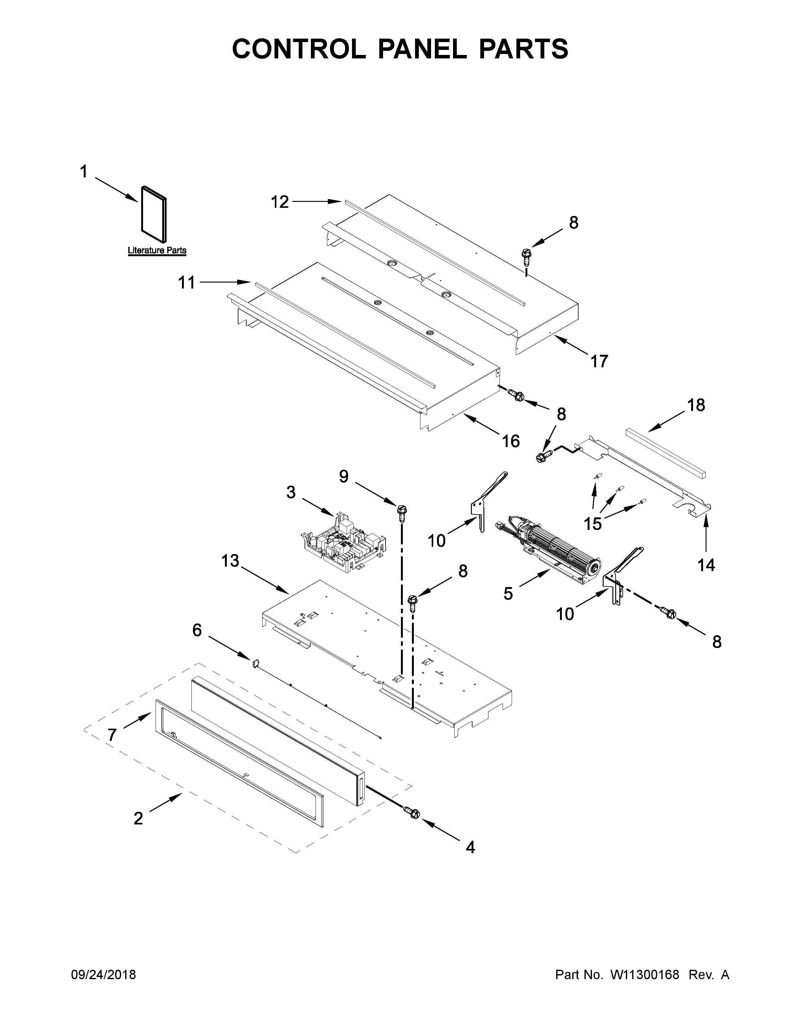 Whirlpool WOD51EC7HW01 control panel parts diagram