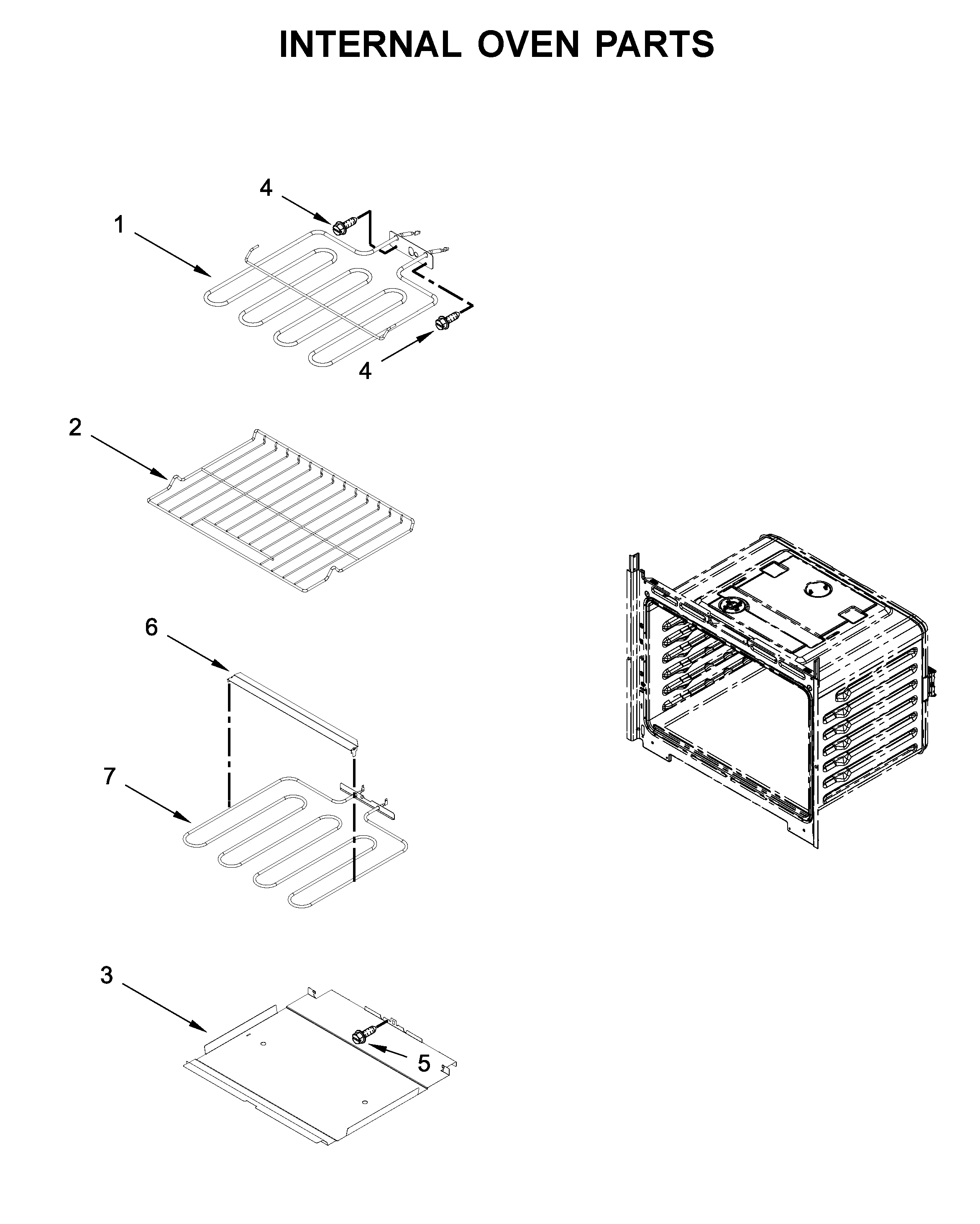 Whirlpool WOD51EC7HW01 internal oven parts diagram