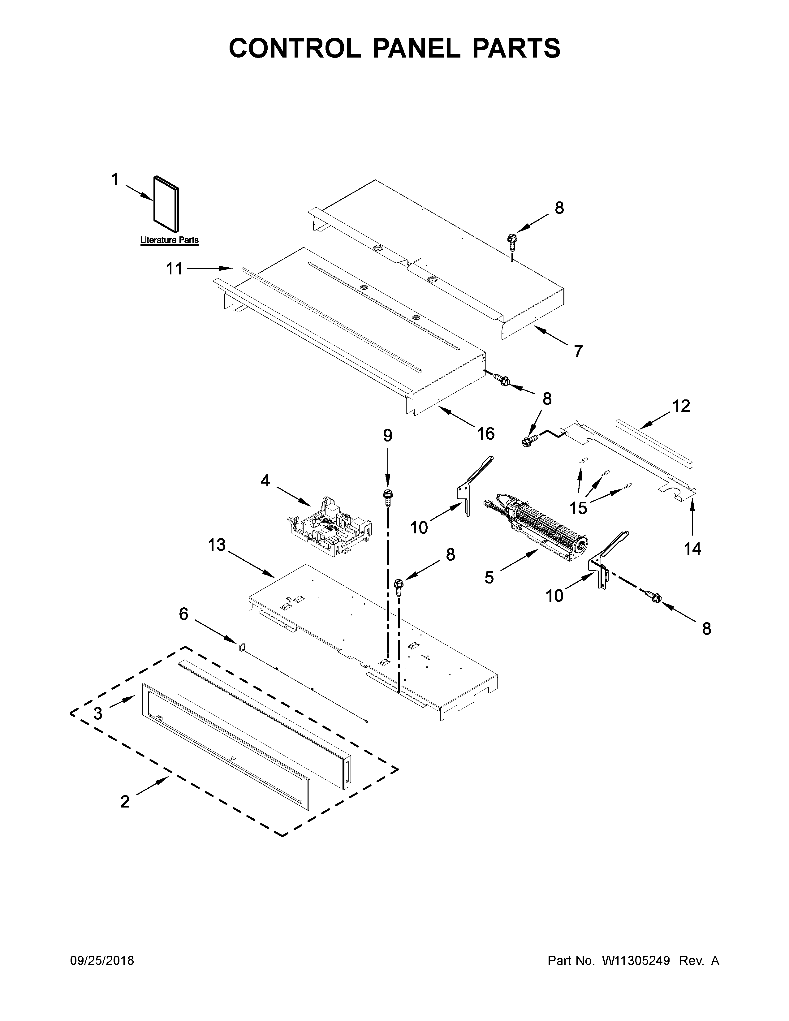 Whirlpool WOD97EC0HZ01 control panel parts diagram