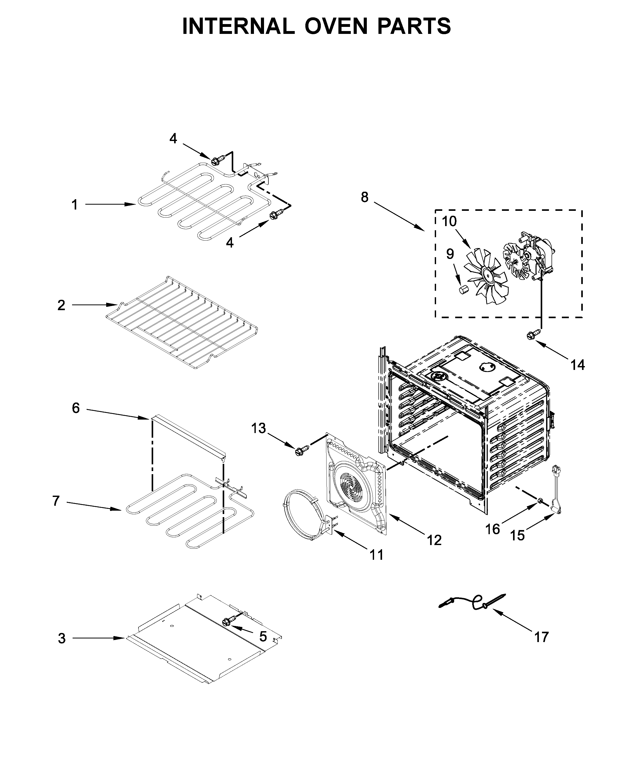 Whirlpool WOD97EC0HZ01 internal oven parts diagram