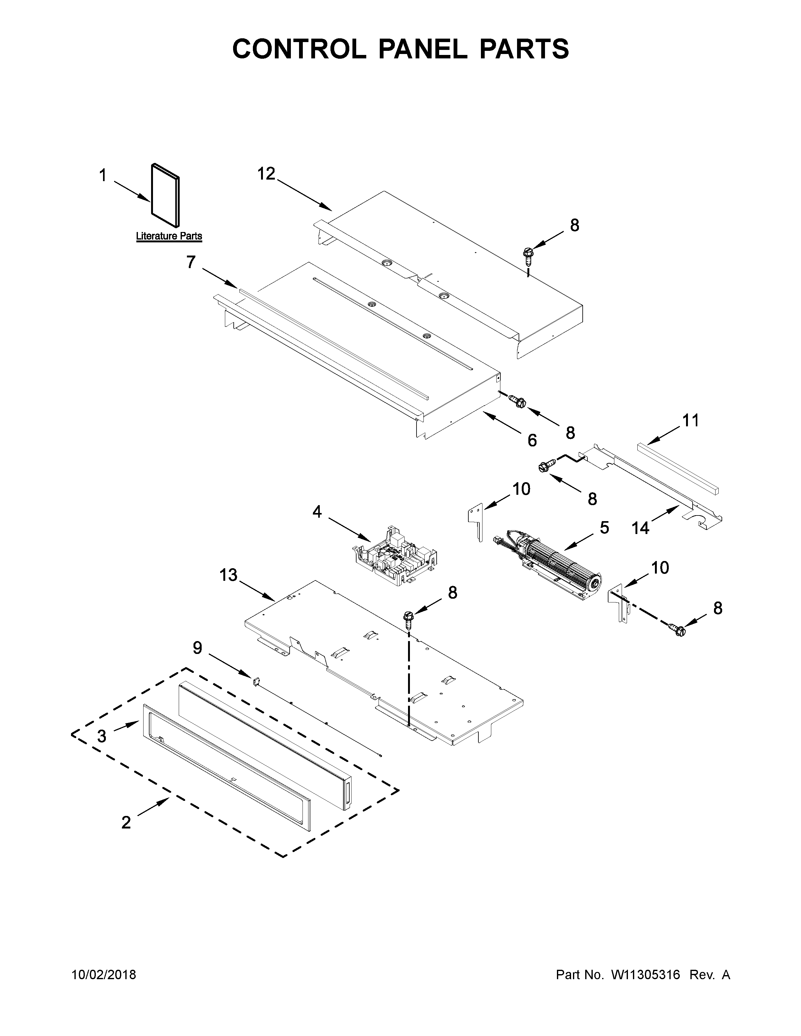 Whirlpool WOS72EC7HB01 control panel parts diagram