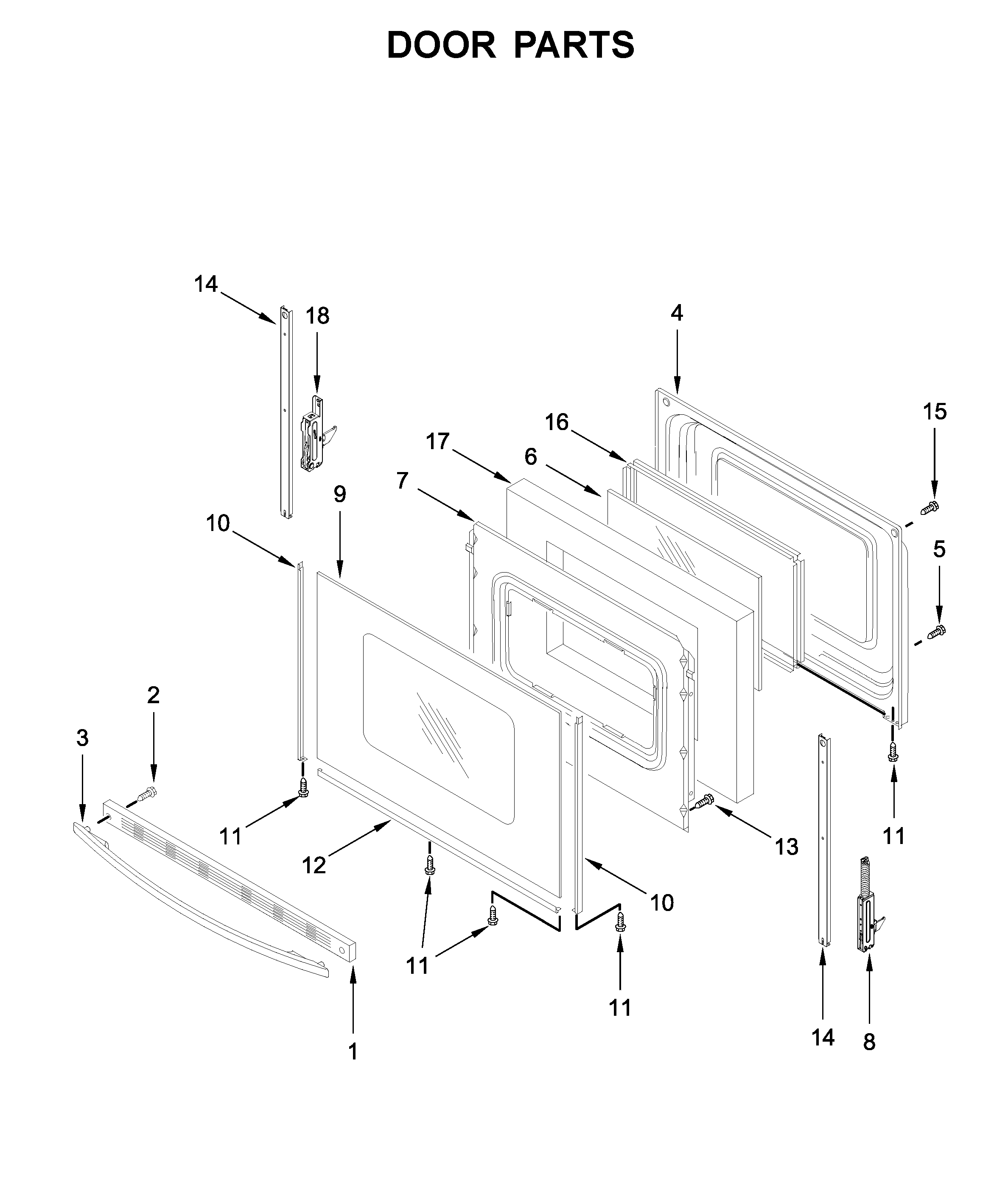 Whirlpool WFE515S0EB2 door parts diagram
