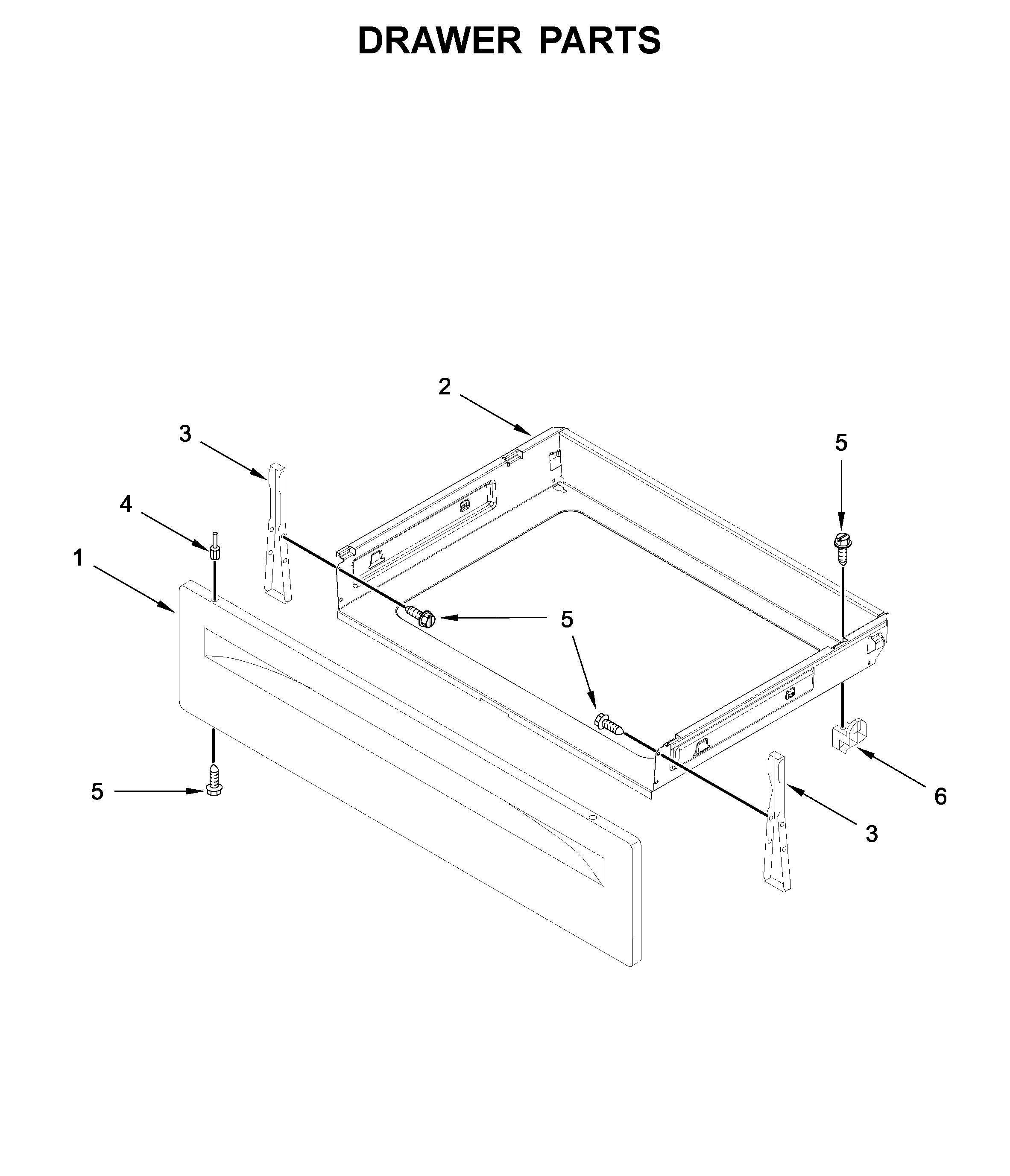 Whirlpool WFE515S0EB2 drawer parts diagram