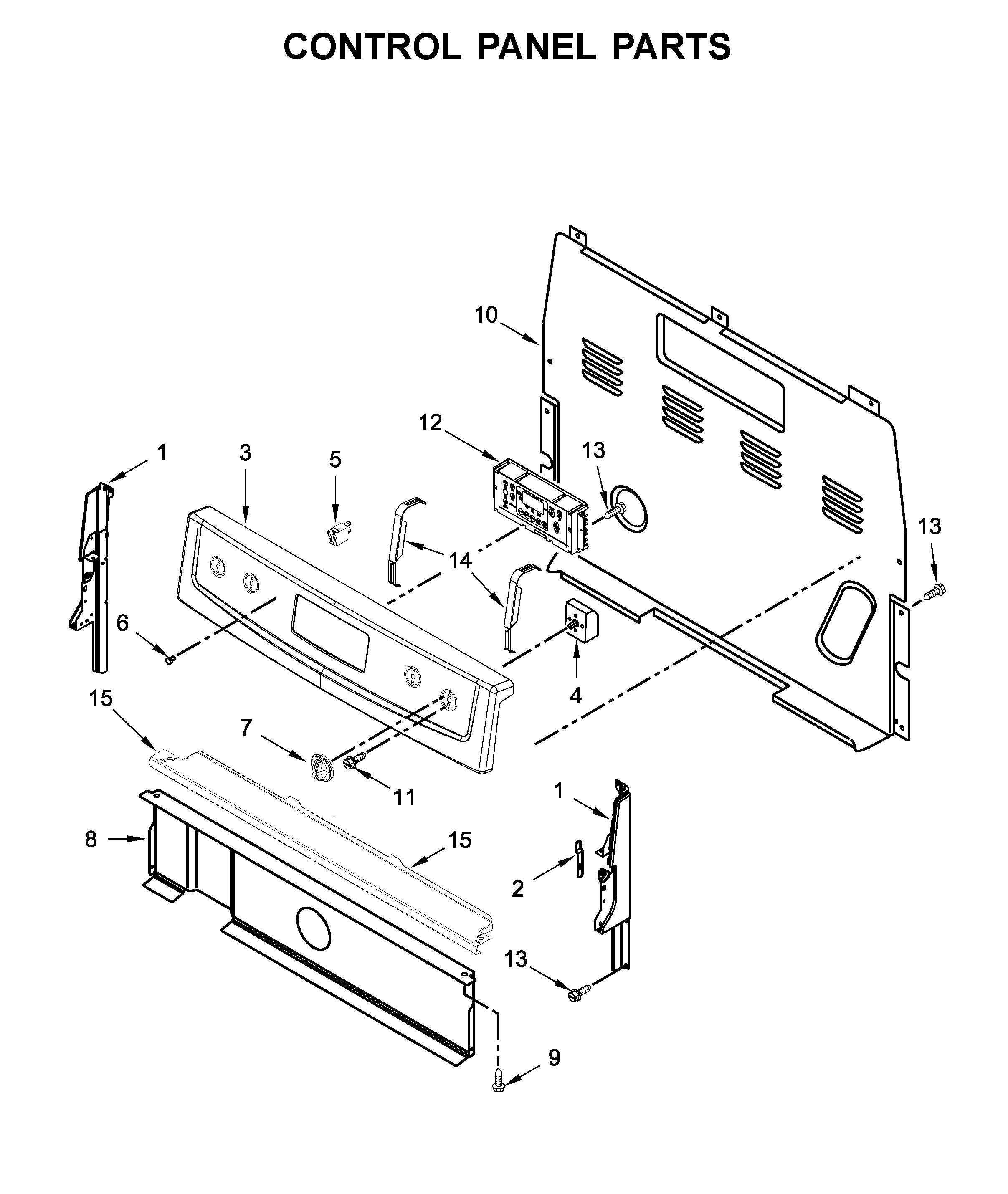 Whirlpool WFE320M0EB2 control panel parts diagram